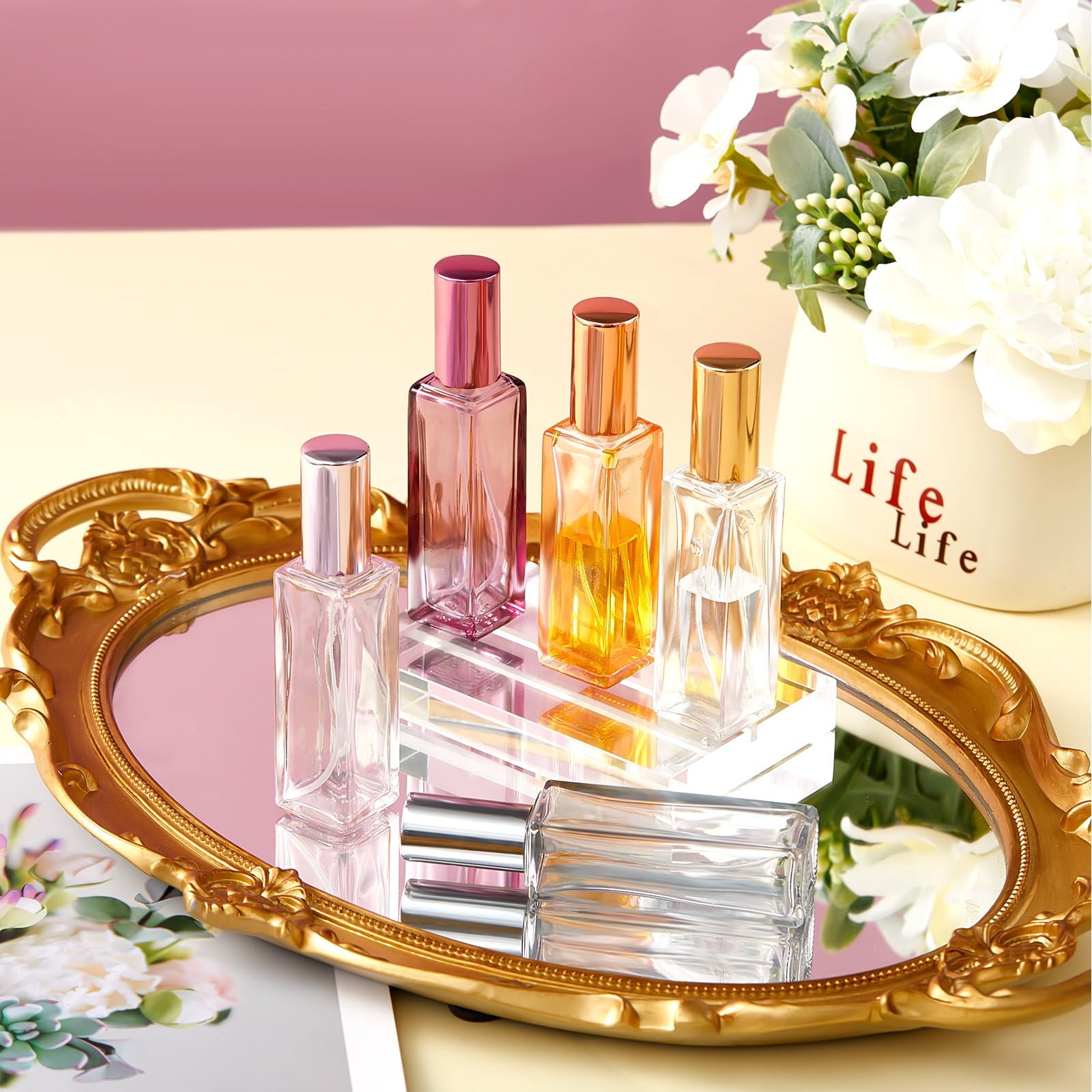 Domensi 5 Pcs 20ml Perfume Bottles Empty Travel Refillable Mini Perfume Bottle Decanter Portable Leakproof Glass Atomizer Spraye