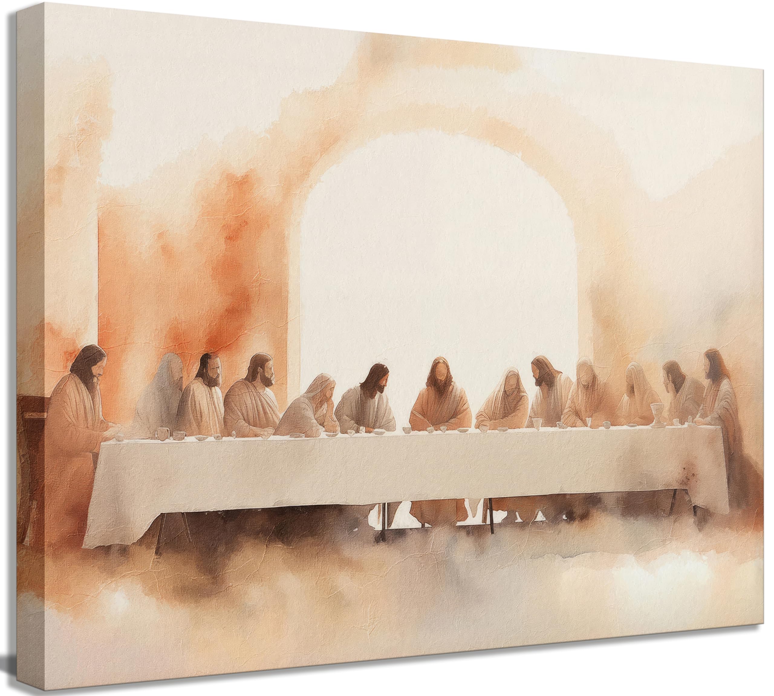 Framed The Last Supper Canvas Wall Art Painting Bible Story Christian Jesus and Twelve Apostles Painting Picture Wall Decor Post