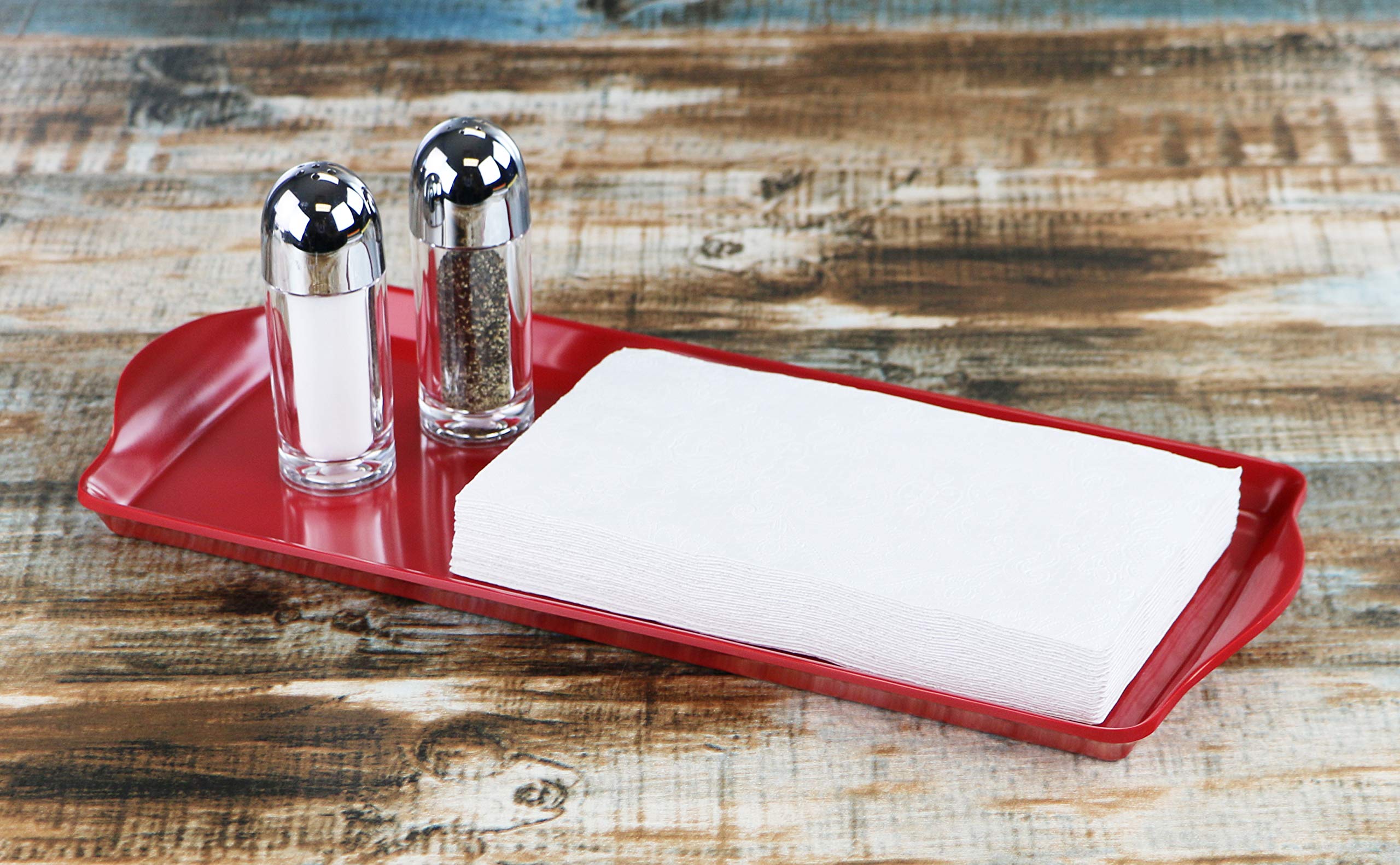 Calypso Basics Melamine Plastic Tidbit Bpa-Free, Food Safe, Multipurpose Platter Serving Tray, Bathroom/Table Organizer, Red