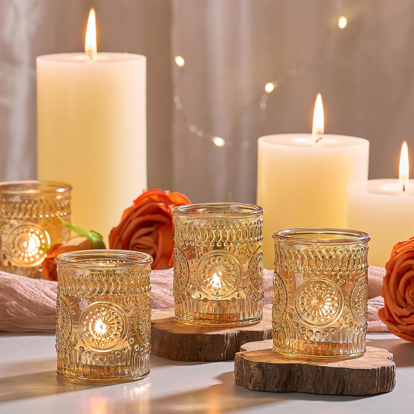 30 Pack Clear Glass Votive Candle Holders, Vintage Candle Holder Bulk, Tealight Candle Holders for Table Centerpieces, Home, Bri