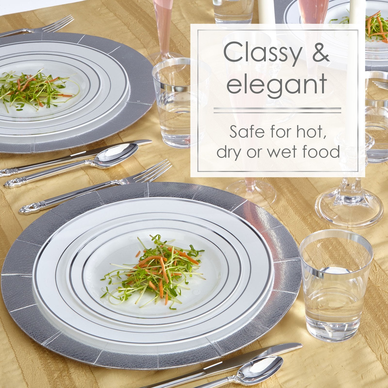 Silver Spoons DISPOSABLE DINNERWARE SET  10 Salad Plates (Silver Glare  7.5')