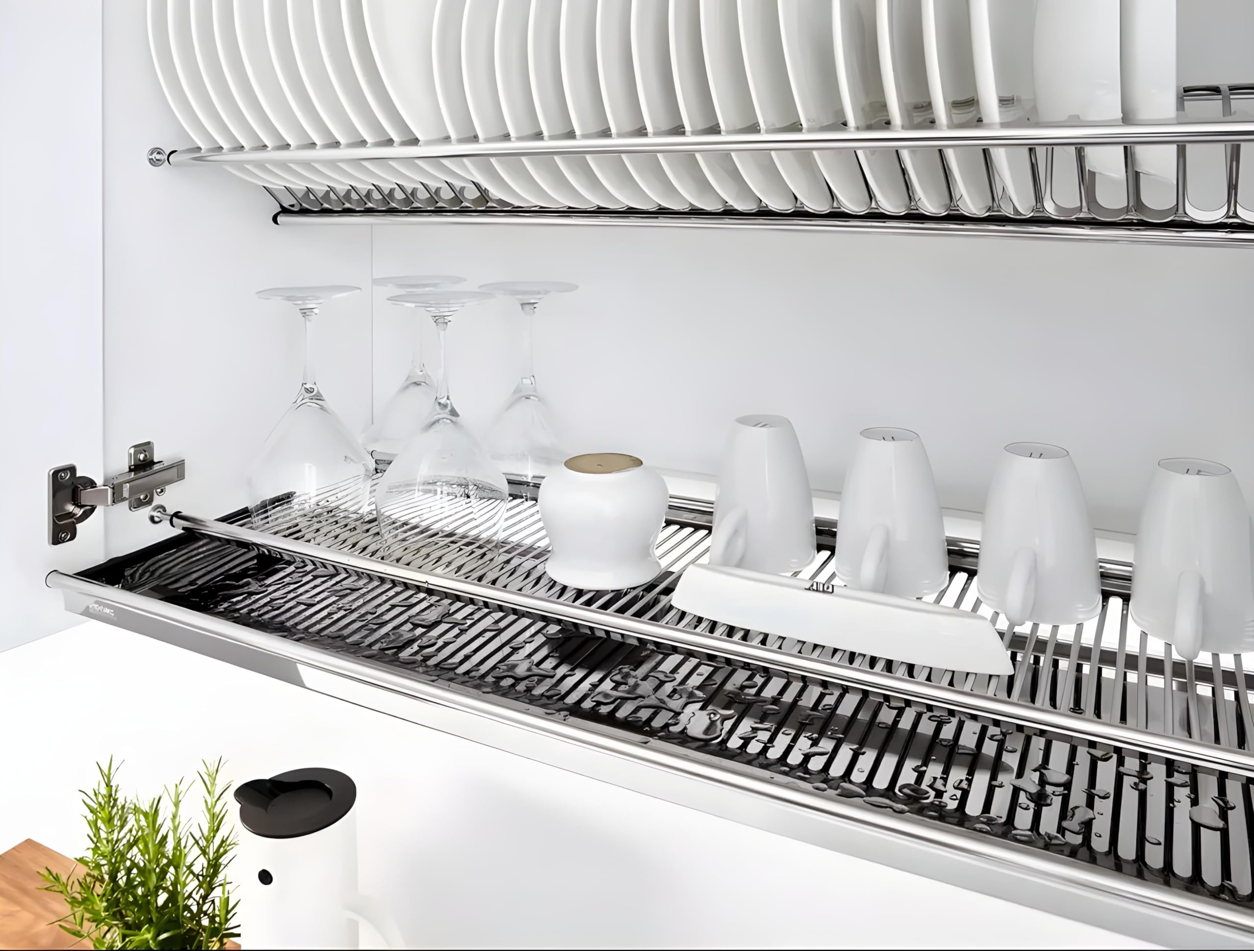 Openfirst Stainless Steel Dish Rack With Water Drip Tray Ss Sheet For Modular Kitchen Cabinets, Set Of 3 Pcs (700 Mm)