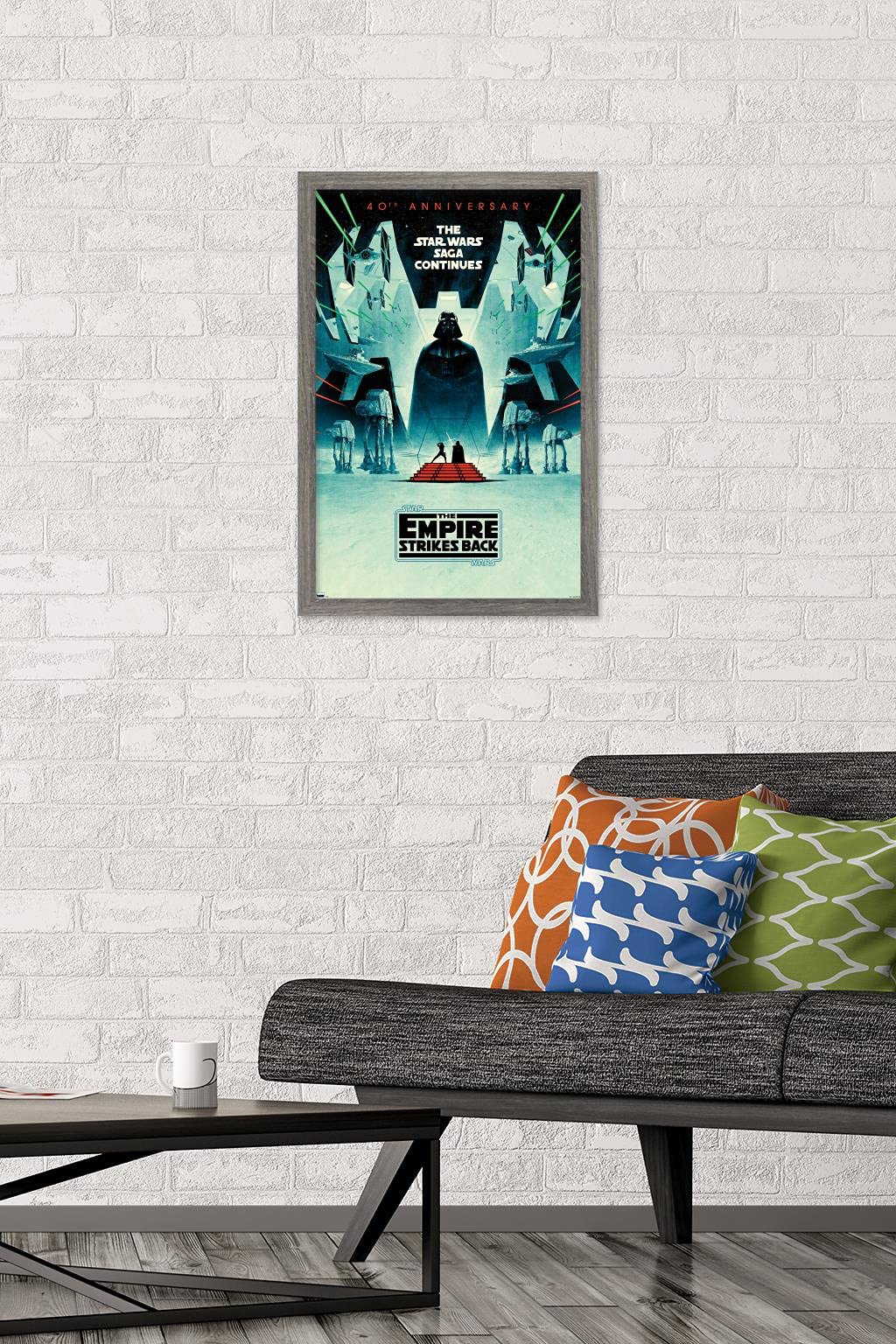 Trends International Star Wars: The Empire Strikes Back - 40Th Anniversary Wall Poster, 14.725'' X 22.375'', Barnwood Framed Ver