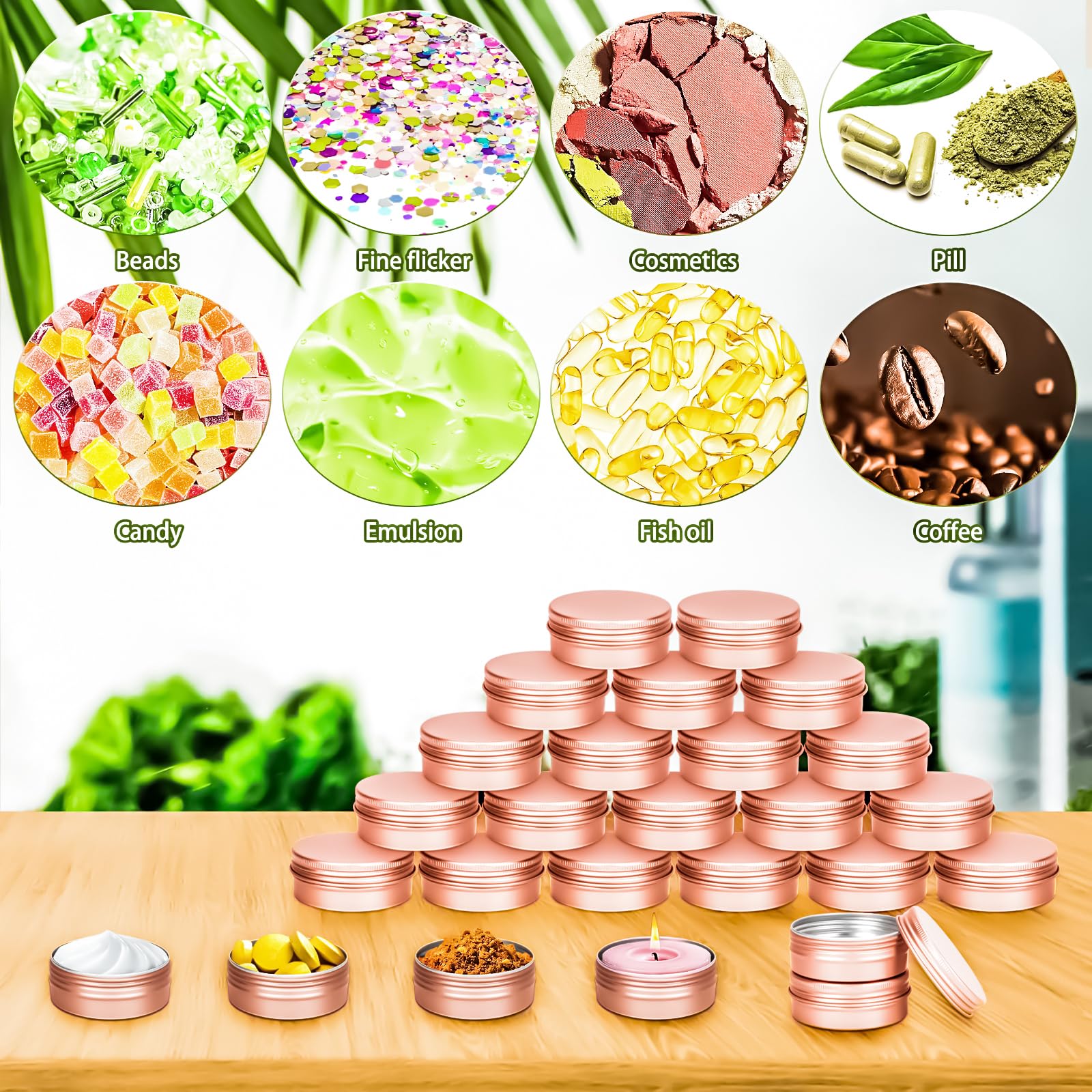 Motbach 24 Pack 0.5Oz Tin Jars, 15Ml Metal Tin Cans, 1/2 Ounce Aluminum Tin Can Jar Containers With Lid For Lotion Bars, Spices,