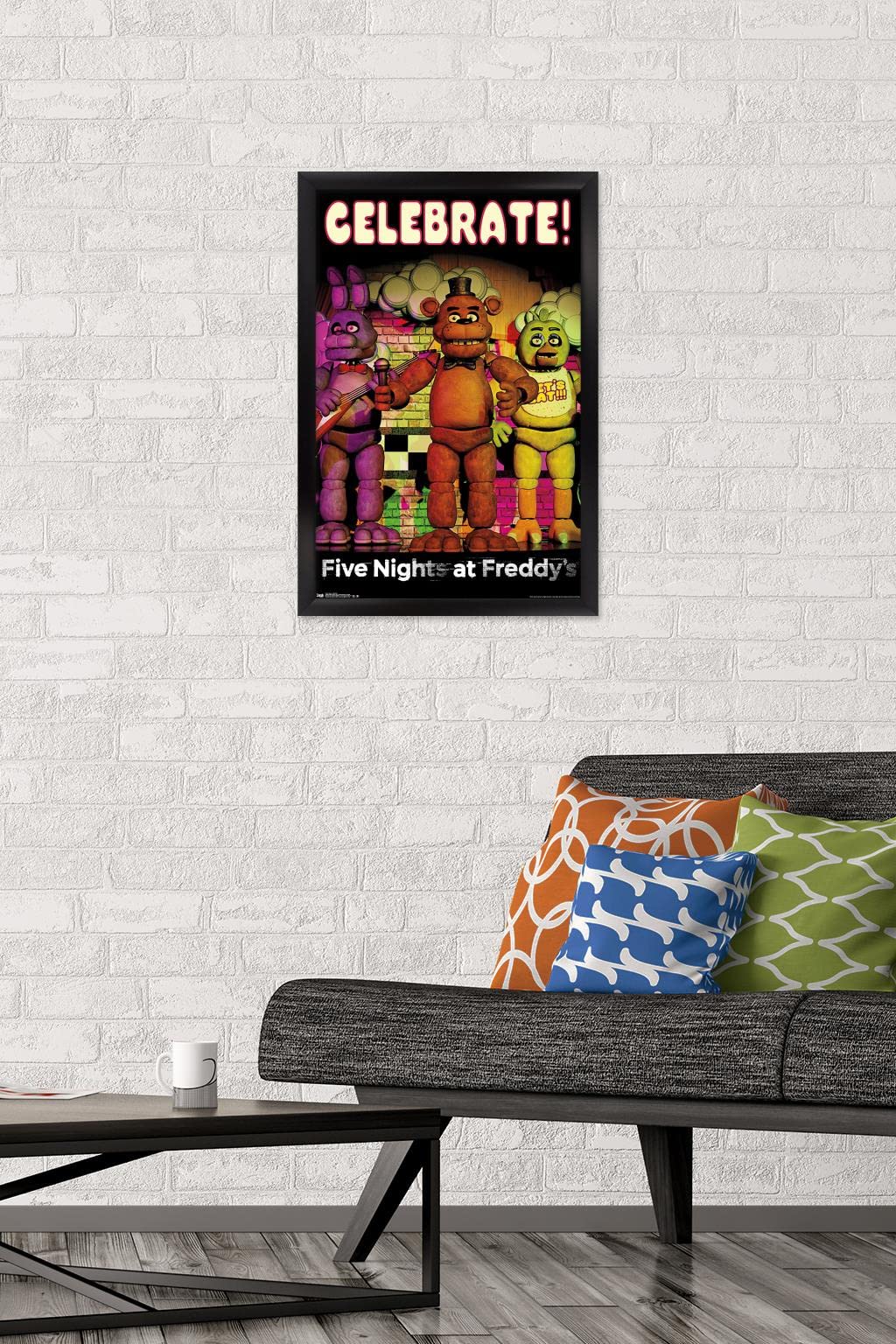 Trends International Five Nights At Freddy'S - Celebrate Wall Poster, 14.725'' X 22.375'', Black Framed Version