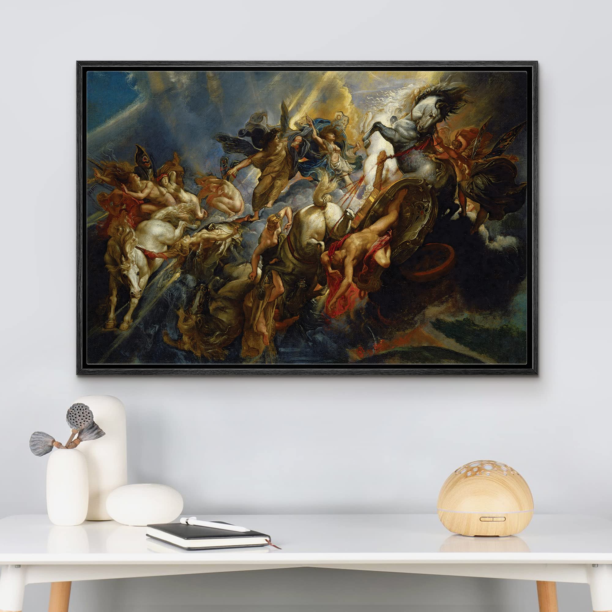 Wall26 - Oil Painting Of The Fall Of Phaeton By Peter Paul Rubens - Baroque Style - Angels, Catholic, Christianity - Framed Canv