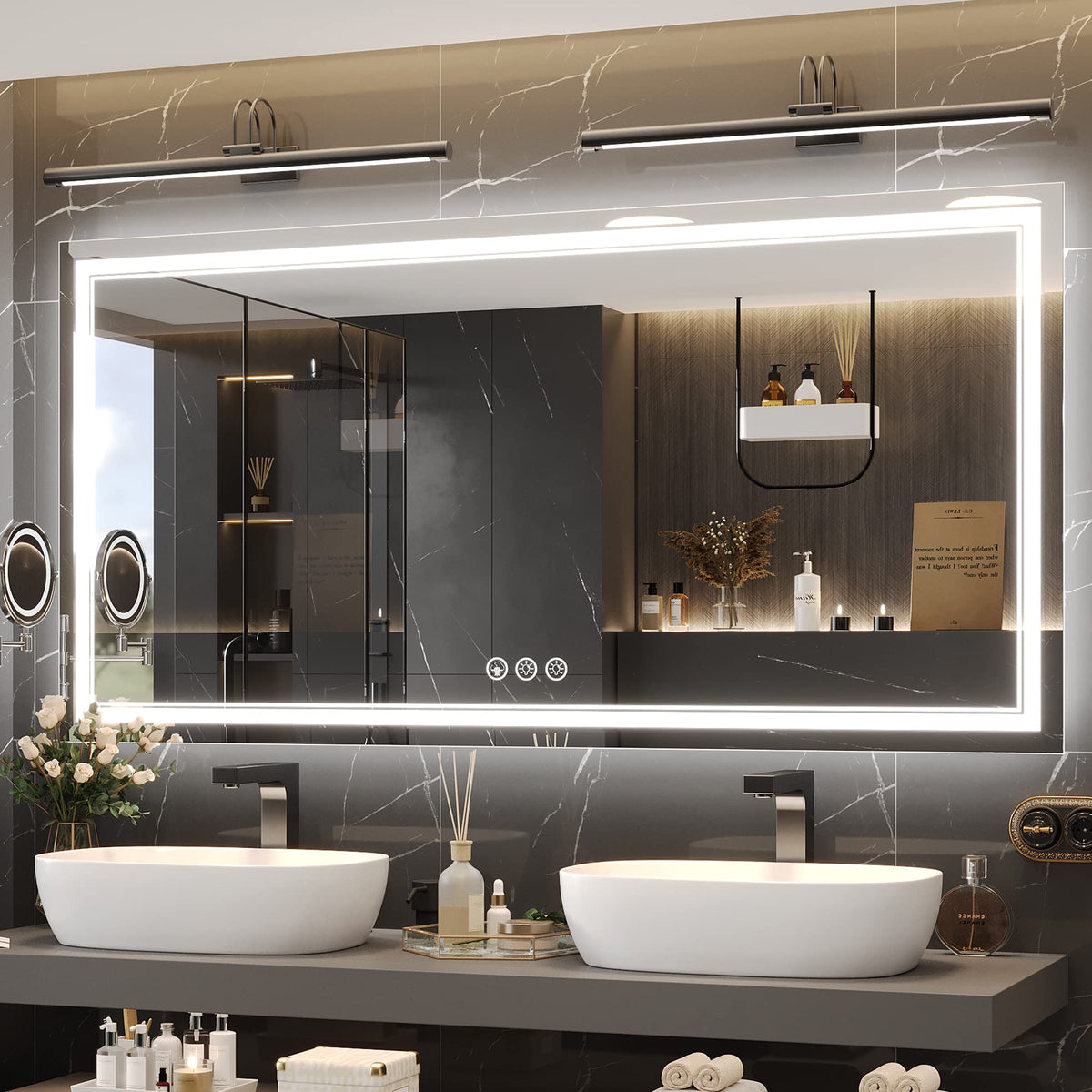 Ratsamee 72X36 Inch Led Mirror For Bathroom With Front Light And Backlit, Dimmable Anti Fog Wall Bathroom Mirror With Led Lights