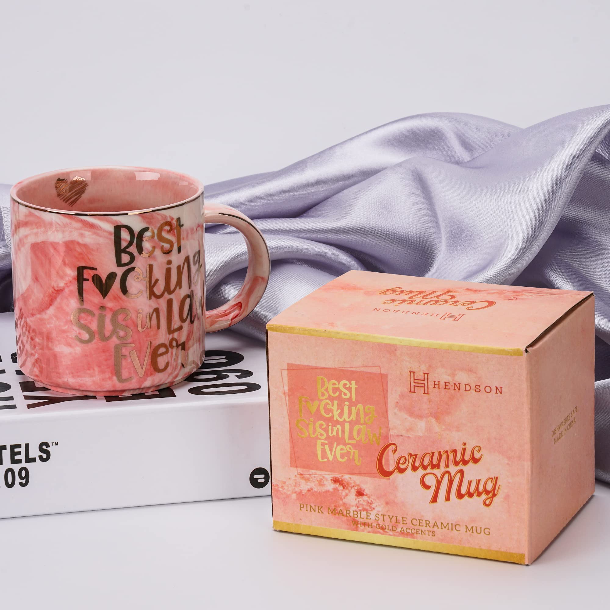 Sister In Law Gifts - Best Sis In Law Ever - Funny Sister In Law Birthday Gift  Sister In Law Engagement  Wedding Gift  New Sister In Law  Sister In Law To Be - Pink Marble Mug  11.5oz Coffee Cup