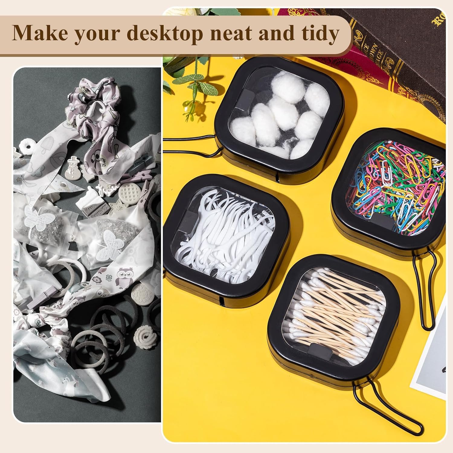 2 Pcs Hair Tie Organizer,Portable Travel Qtip Holder,Bathroom Storage Organizer Qtip Dispenser Cotton Swabs Dispenser Kids Hair