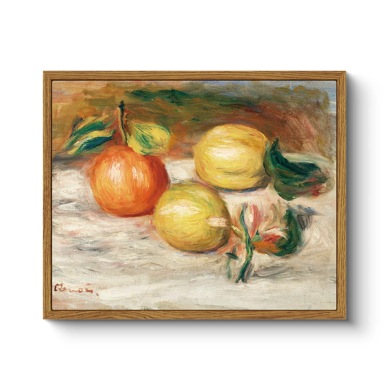 Arpeotcy Framed Canvas Wall Art, Vintage Still Life Wall Art Home Decor, 9X11In Classical Farmhouse Fruit Lemons Orange Oil Pain