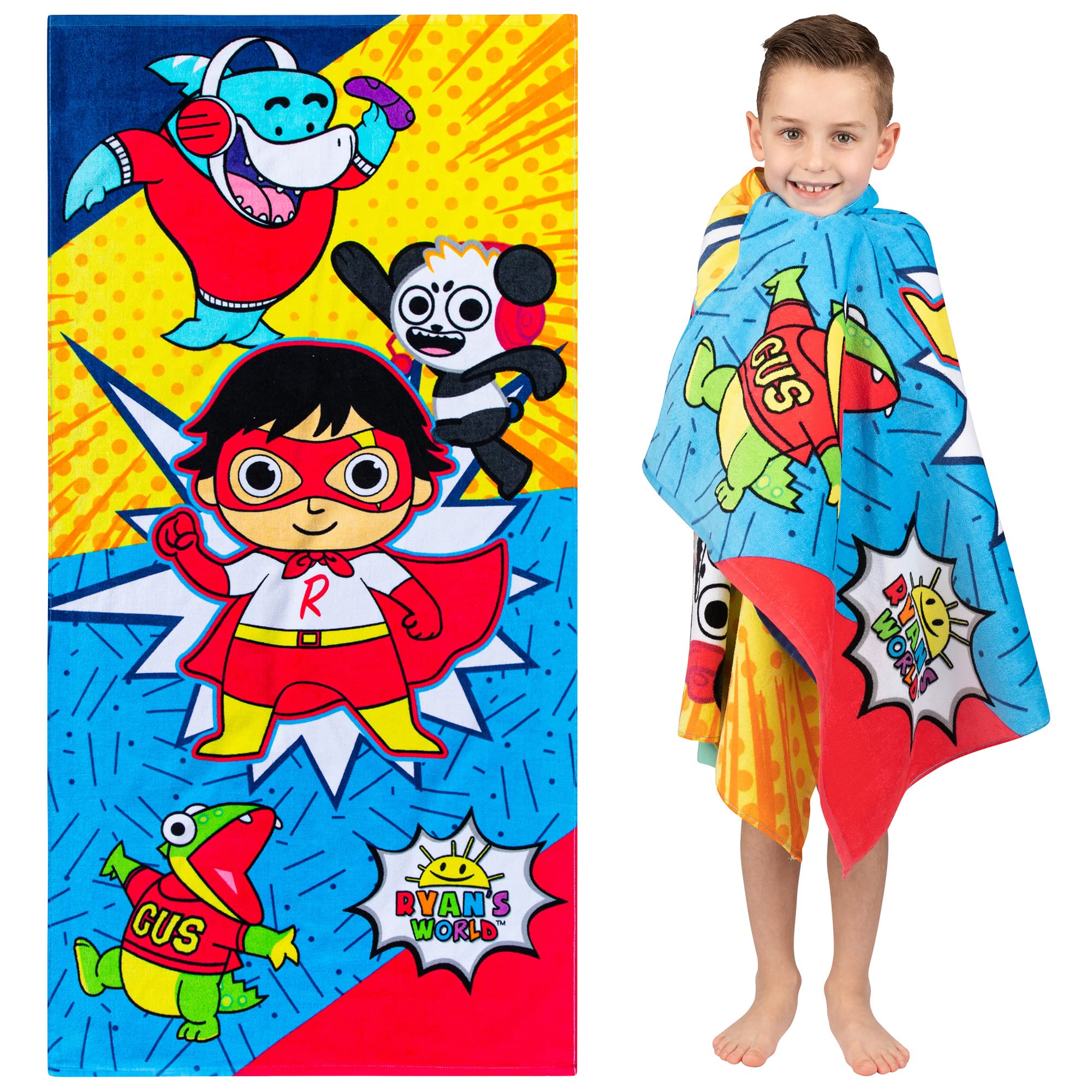 Franco Kids Super Soft Cotton Beach Towel, 58 In X 28 In, Ryan'S World