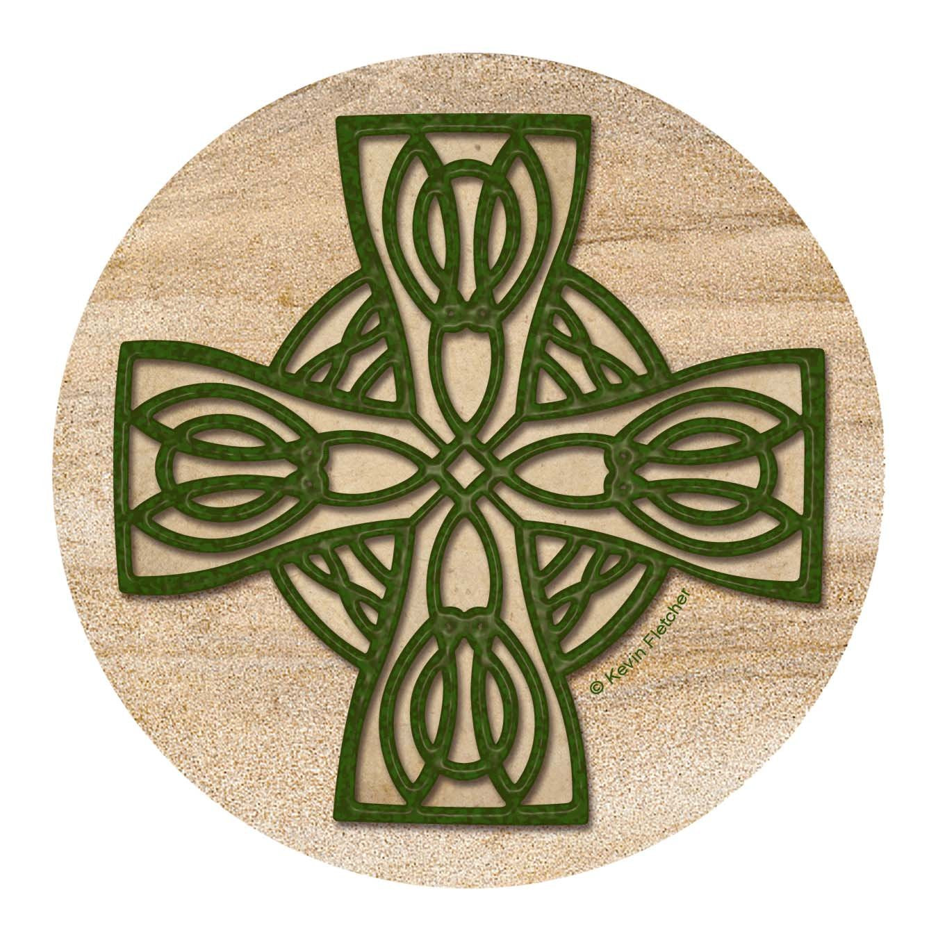 Thirstystone Celtic Cross Natural Sandstone Coaster 4 Pack Eco-Friendly, Absorbent, Easily Wipes Clean