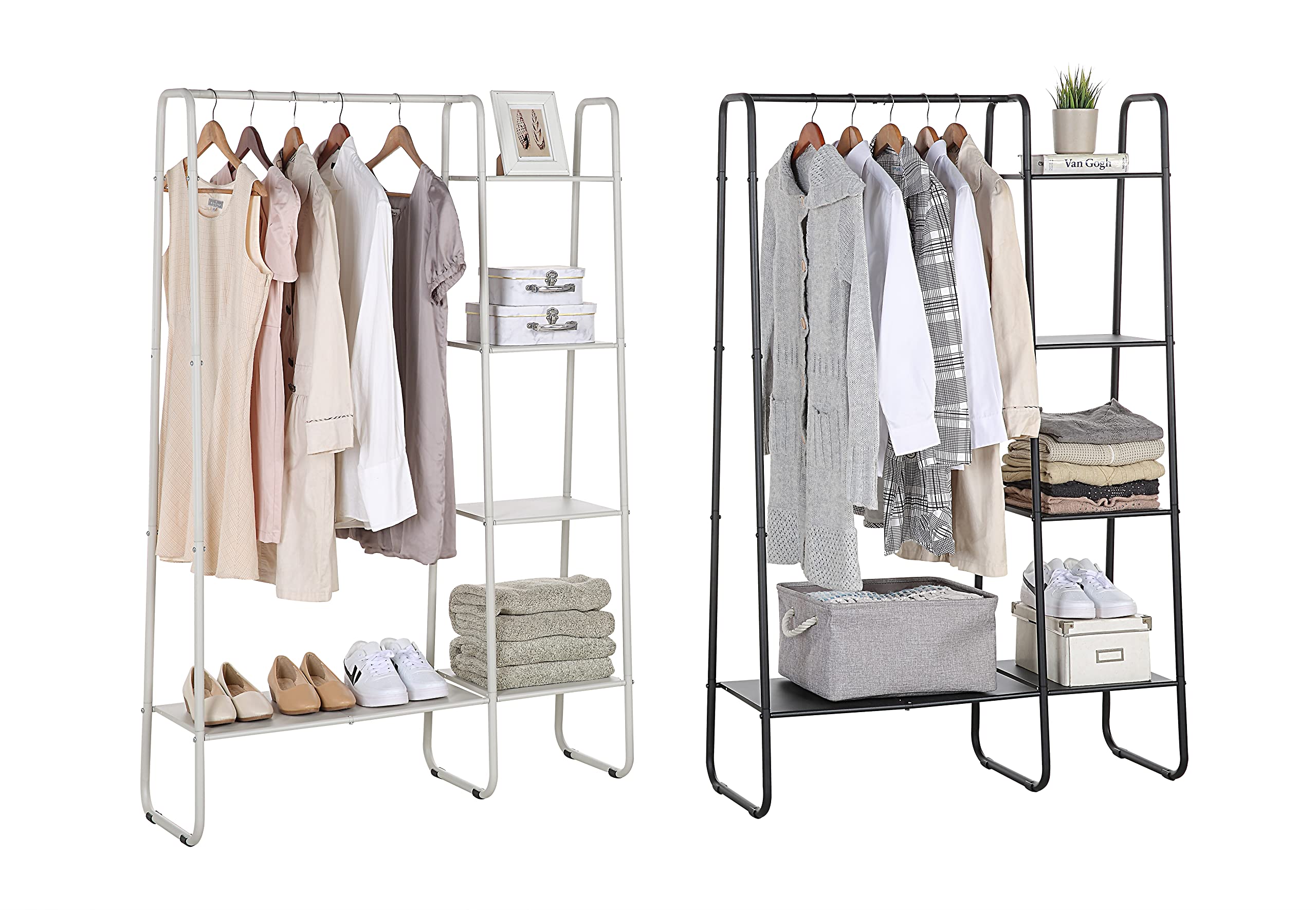 Sunnypoint Freestanding Clothes Metal Garment And Accessories, Organizer Closet Rack (Wht)