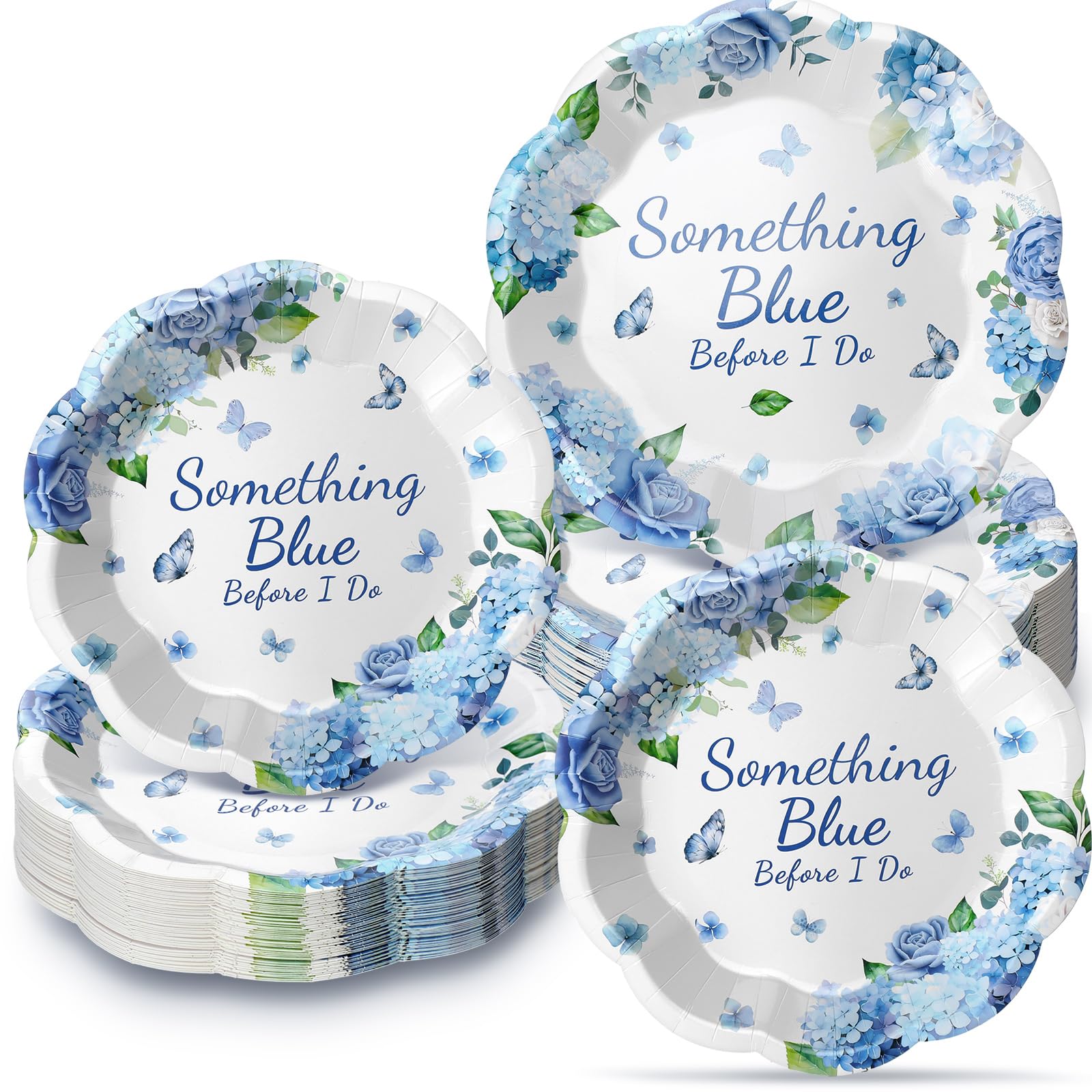 Roshtia 100 Pcs Wedding Paper Plates 7 Inch 9 Inch Wildflower Disposable Plates Set for 50 Guests Bridal Shower Decorations for 