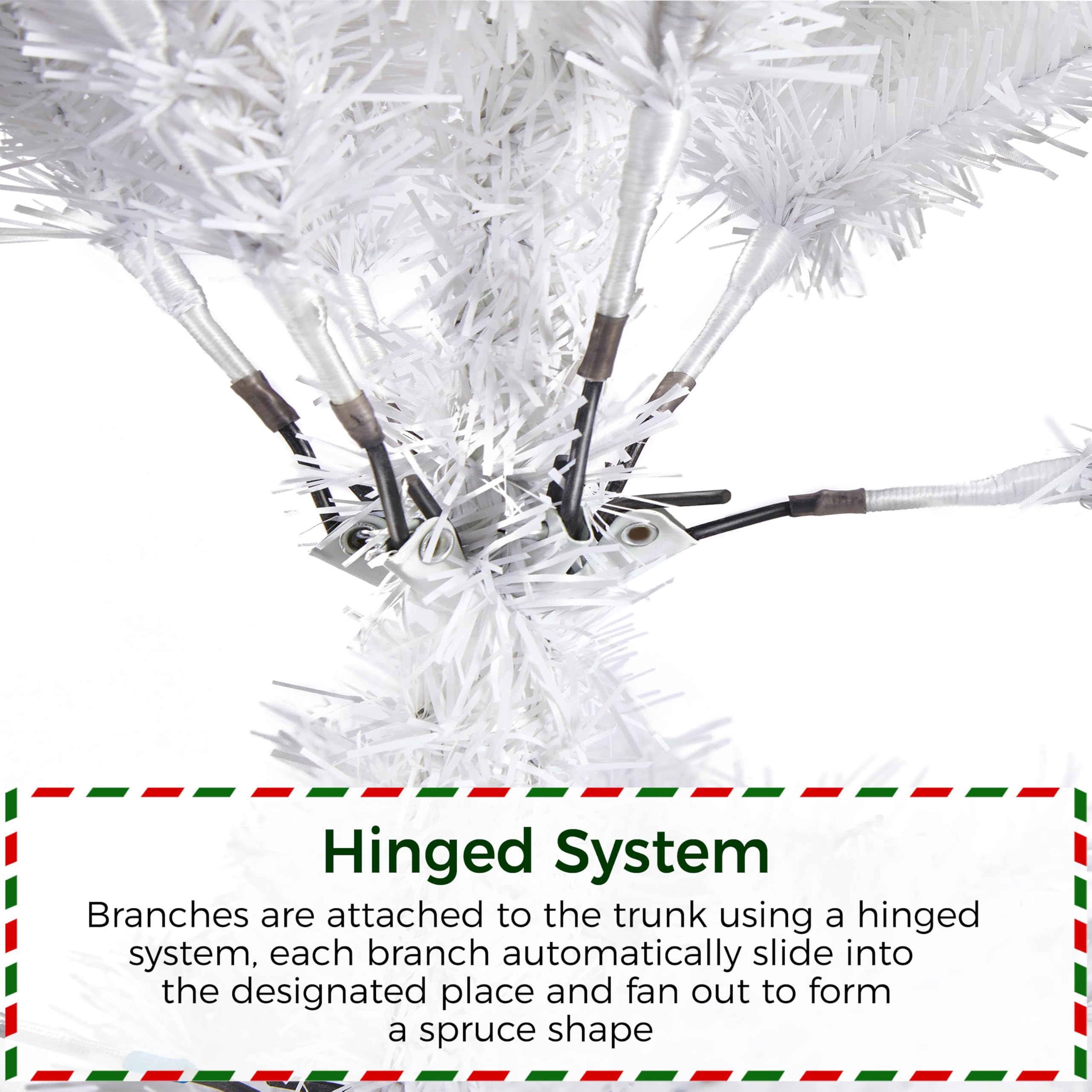 Yaheetech 7.5ft Pre-lit Spruce Artificial Hinged Christmas Pine Tree Prelighted Holiday Xmas Tree for Home Party Decoration with