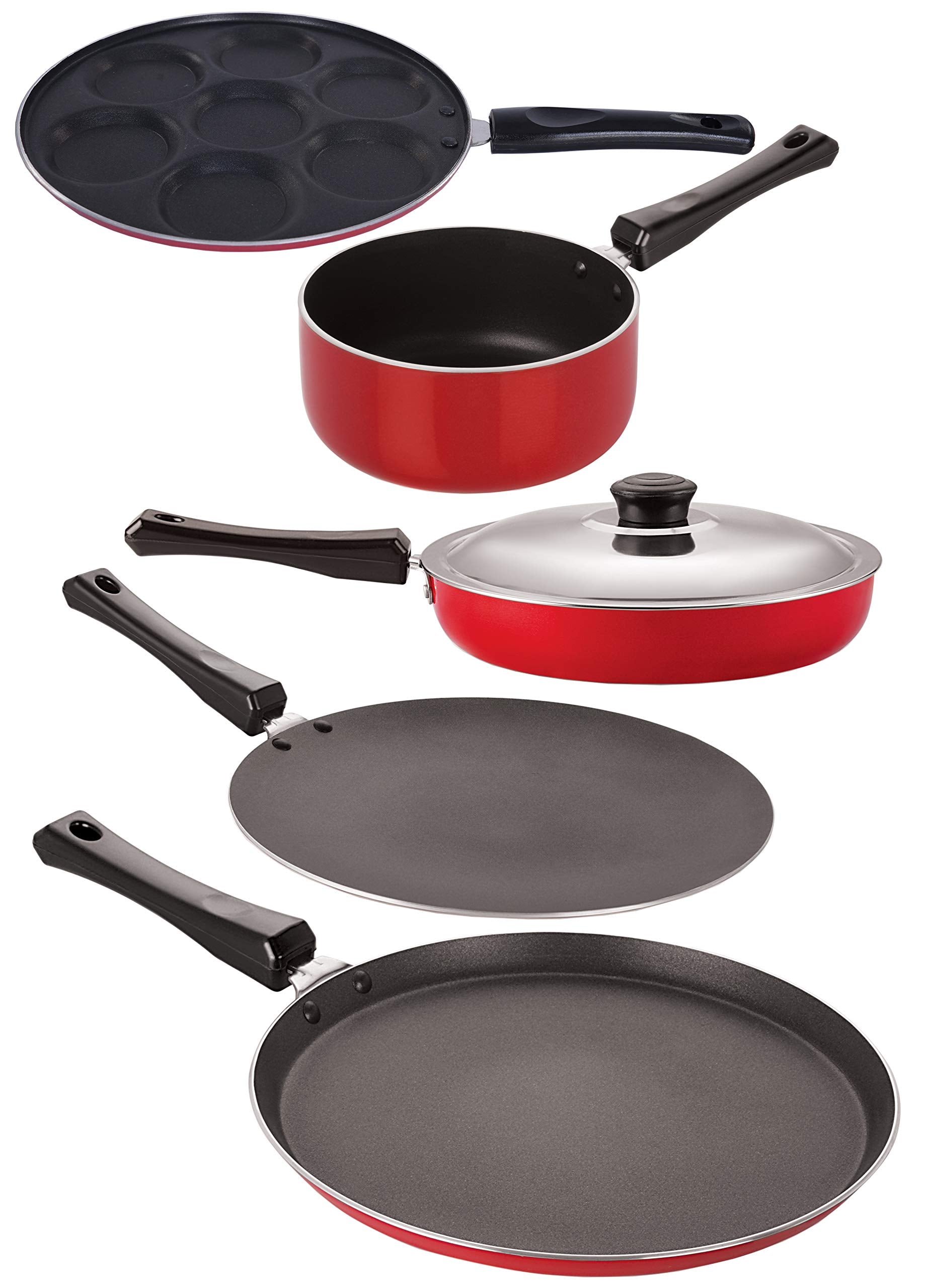 Nirlon 3 Layer NonStick Coating Rust Free Cooking Essential Item Set With Bakelite Handle