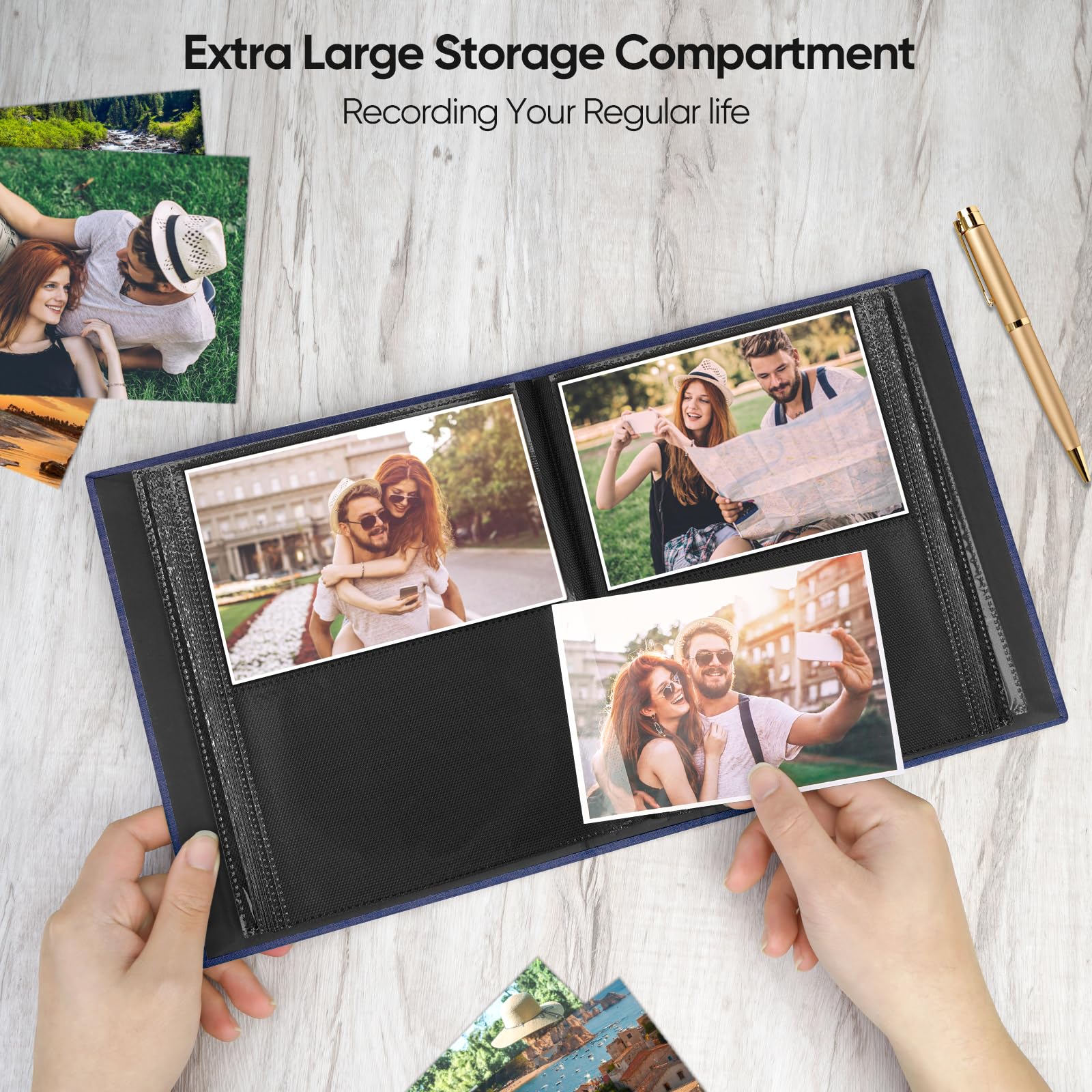 MSTONAL Photo Album 4x6 200 Pockets for Wedding Gifts, Linen Hardcover Memory Book with Front Window for Family Anniversary Scho