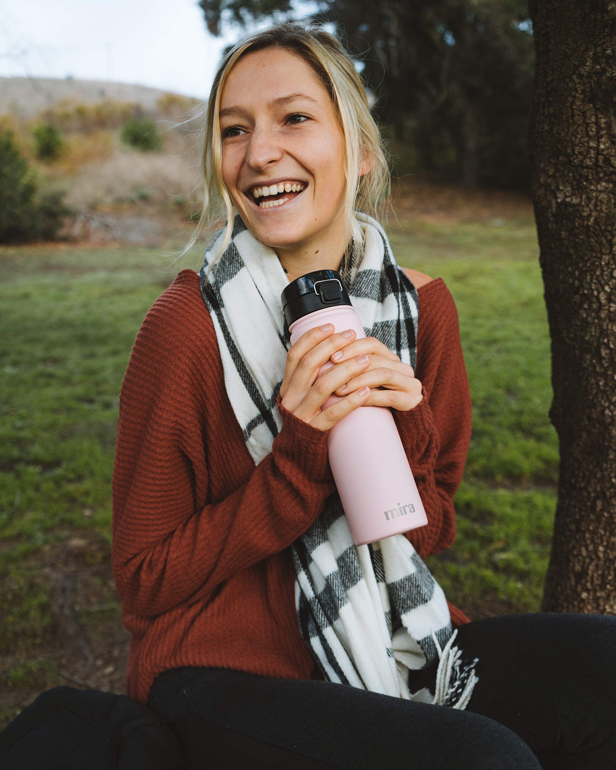 MIRA Stainless Steel Water Bottle - 24 oz Vacuum Insulated - Keeps Cold 24H, Hot 12H - BPA-Free - Rose Pink