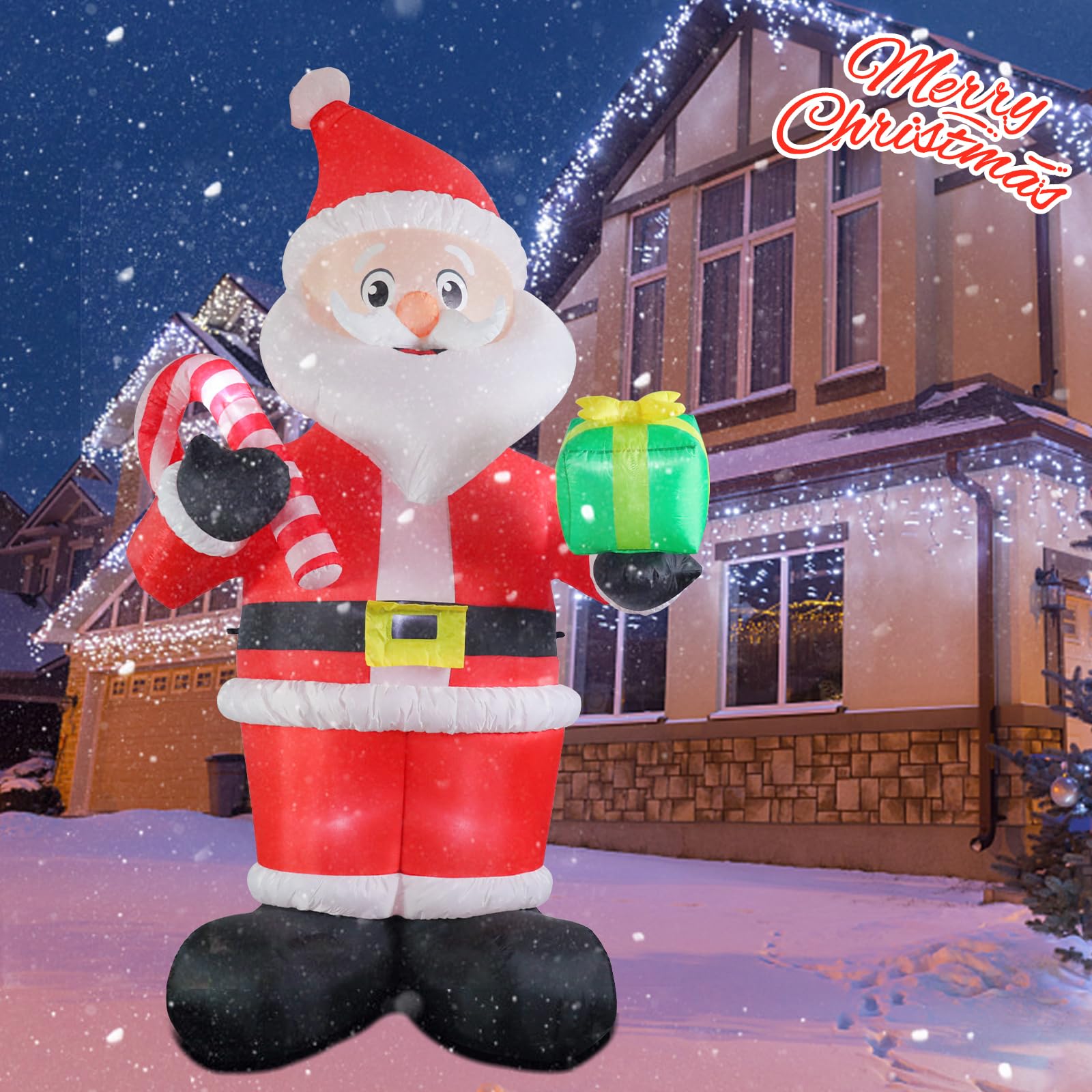 MUMTOP 10FT Tall Christmas Inflatables Outdoor Decorations, Giant Inflatables Santa Claus with Candy Cane Blow up Yard Decoratio