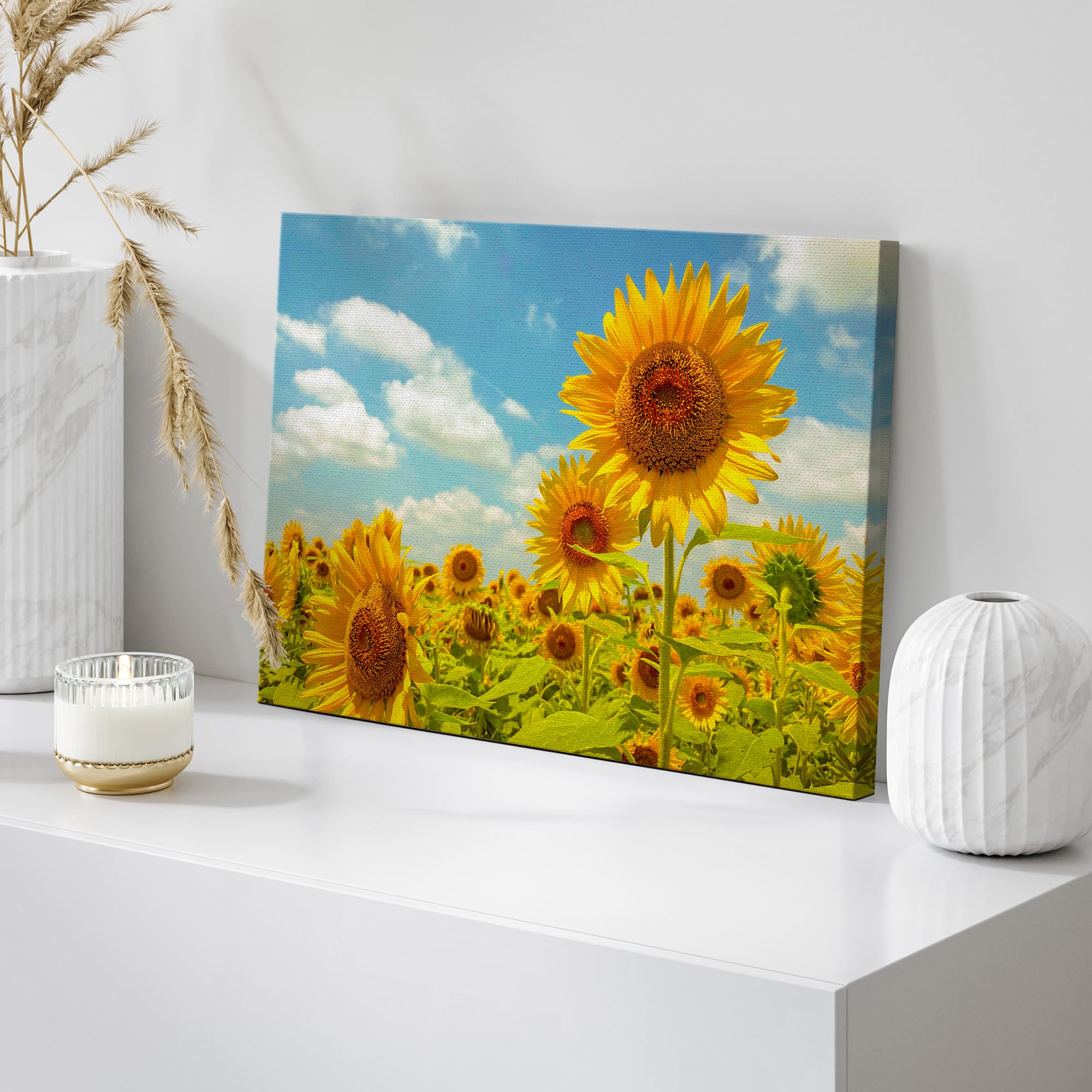 Wall26 Canvas Print Wall Art Summer Spring Sunflower Field Landscape Nature Floral Photography Realism Botanical Wilderness Zen