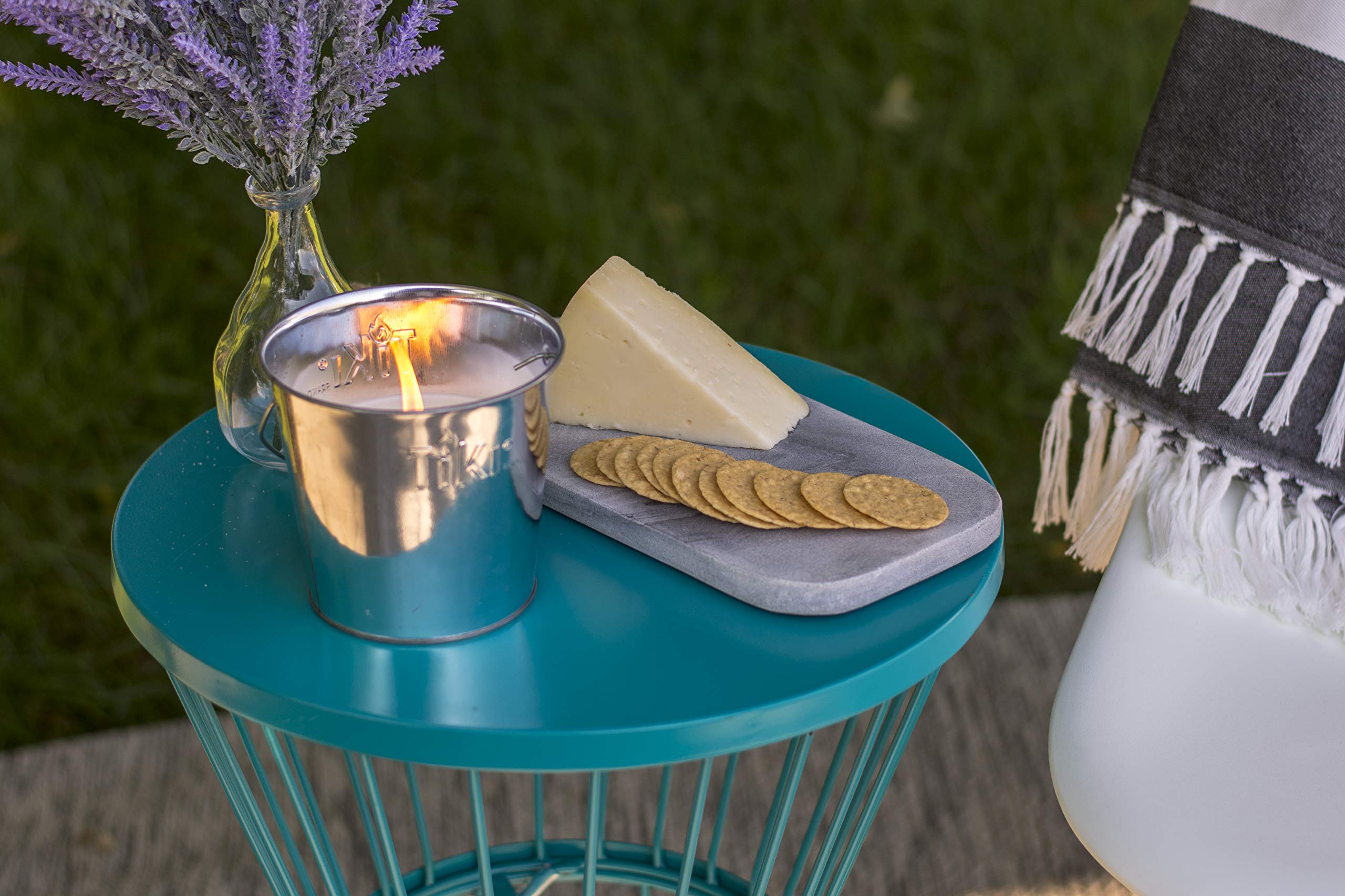 TIKI Brand BiteFighter, Citronella Mosquito Repellant Wax Candle for Outdoors, Metal Bucket, Silver, 17 oz, 1418014