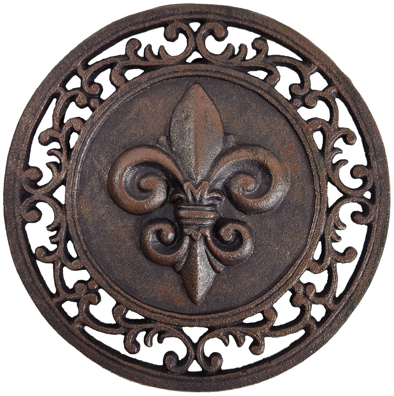 Lulu Decor,100% Cast Iron Oval Fleur De Lis Trivet, Set Of 2, Beautiful Intricate Design In Antique Brown Finish