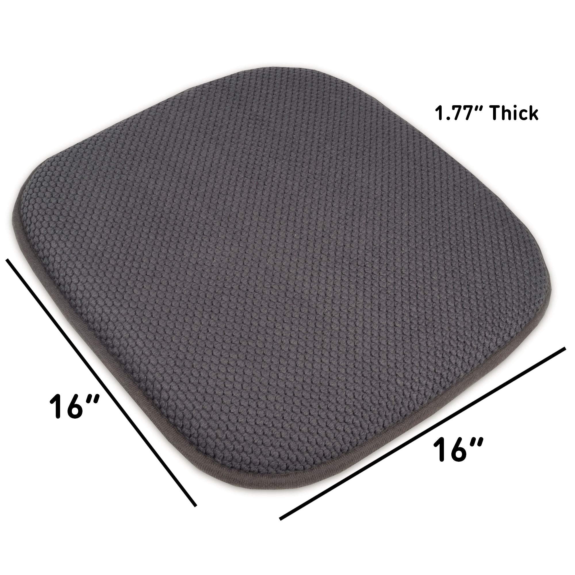 Sweet Home Collection Memory Foam Chair Cushion Pad, 16" x 16", Charcoal Gray, Nonslip Back, Model CPMF-4PK-GRY