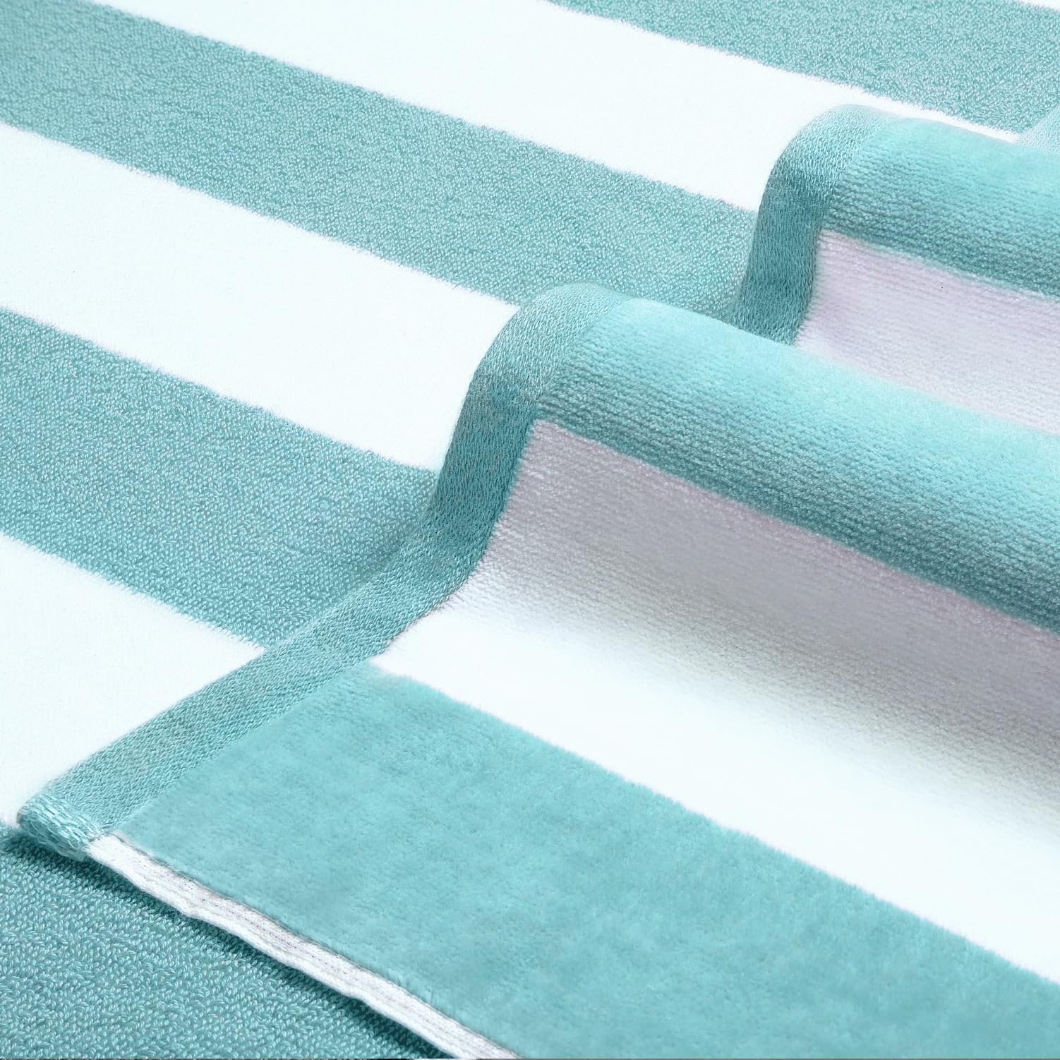 LULUHOME Plush Oversized Beach Towel - Fluffy Cotton Thick 36 x 70 Inch Mystical Blue Striped Pool Towels  Large Summer Cabana Swimming Towel for Adults