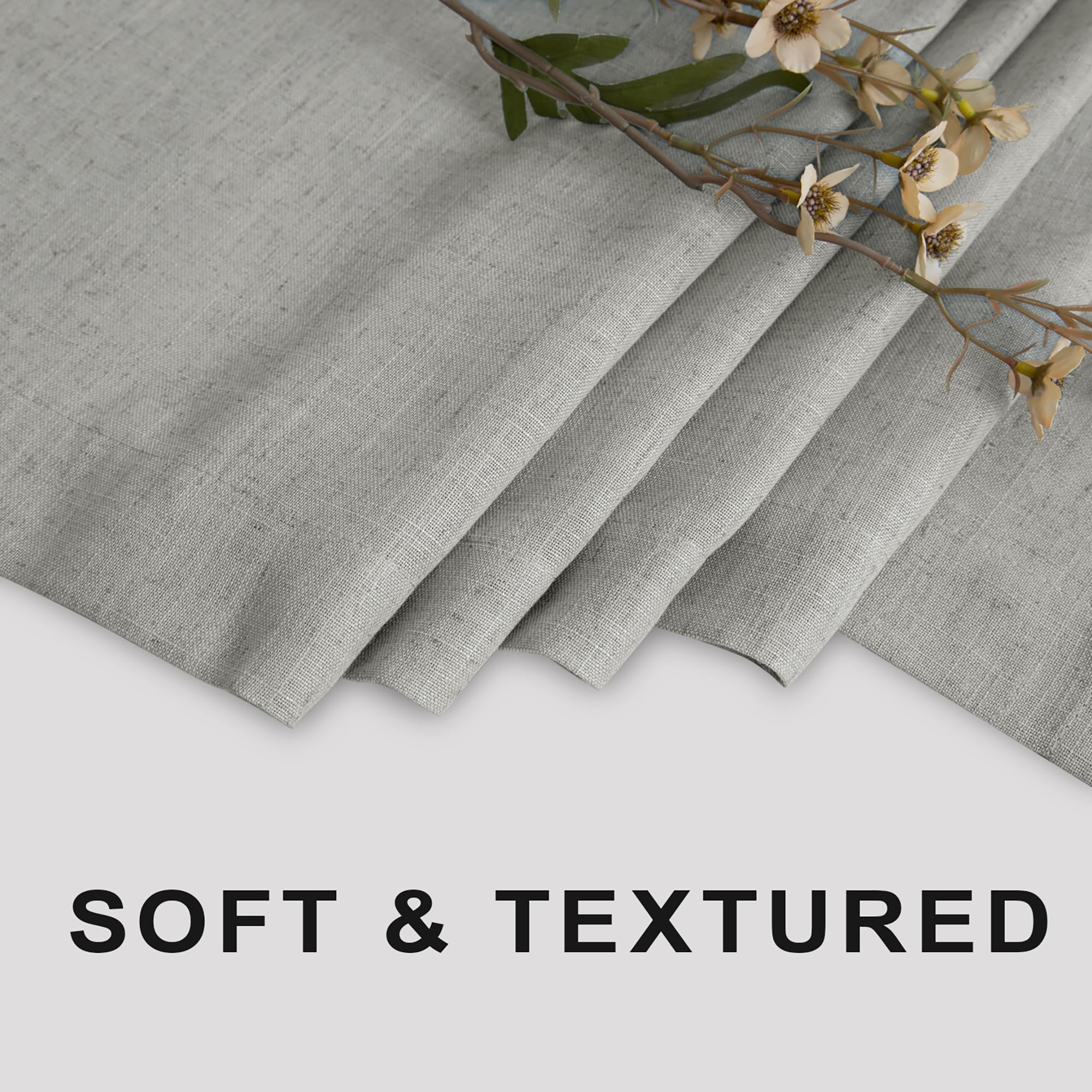 Koufall Tall Mens Shower Curtain Grey,Waterproof Linen Fabric Liner Set With Hooks,Farmhouse Boho Modern Shower Curtains For Bat