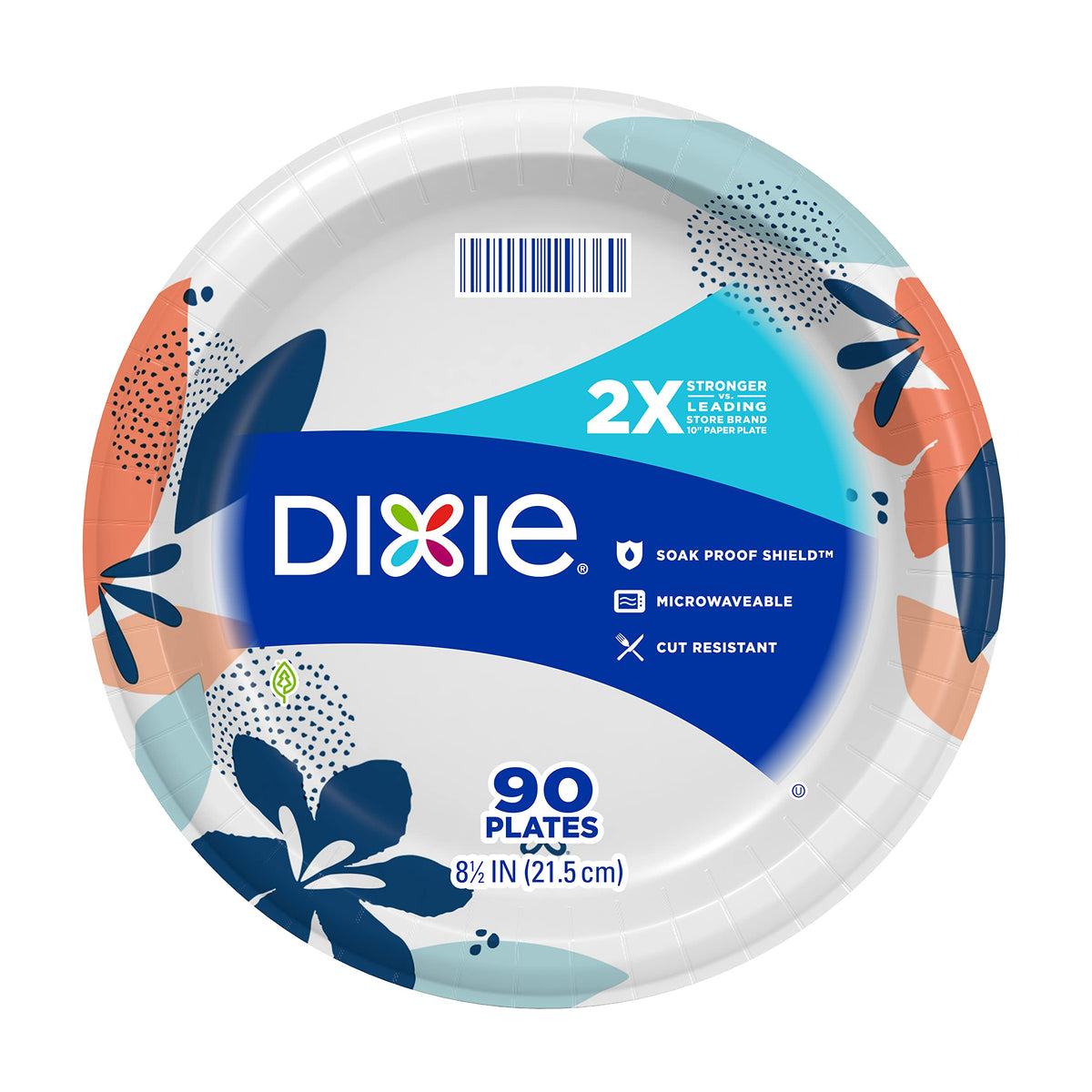 Dixie Medium Paper Plates, 8.5 Inch, 90 Count, 2X Stronger*, Microwave-Safe, Soak-Proof, Cut Resistant, Disposable Plates For Ev