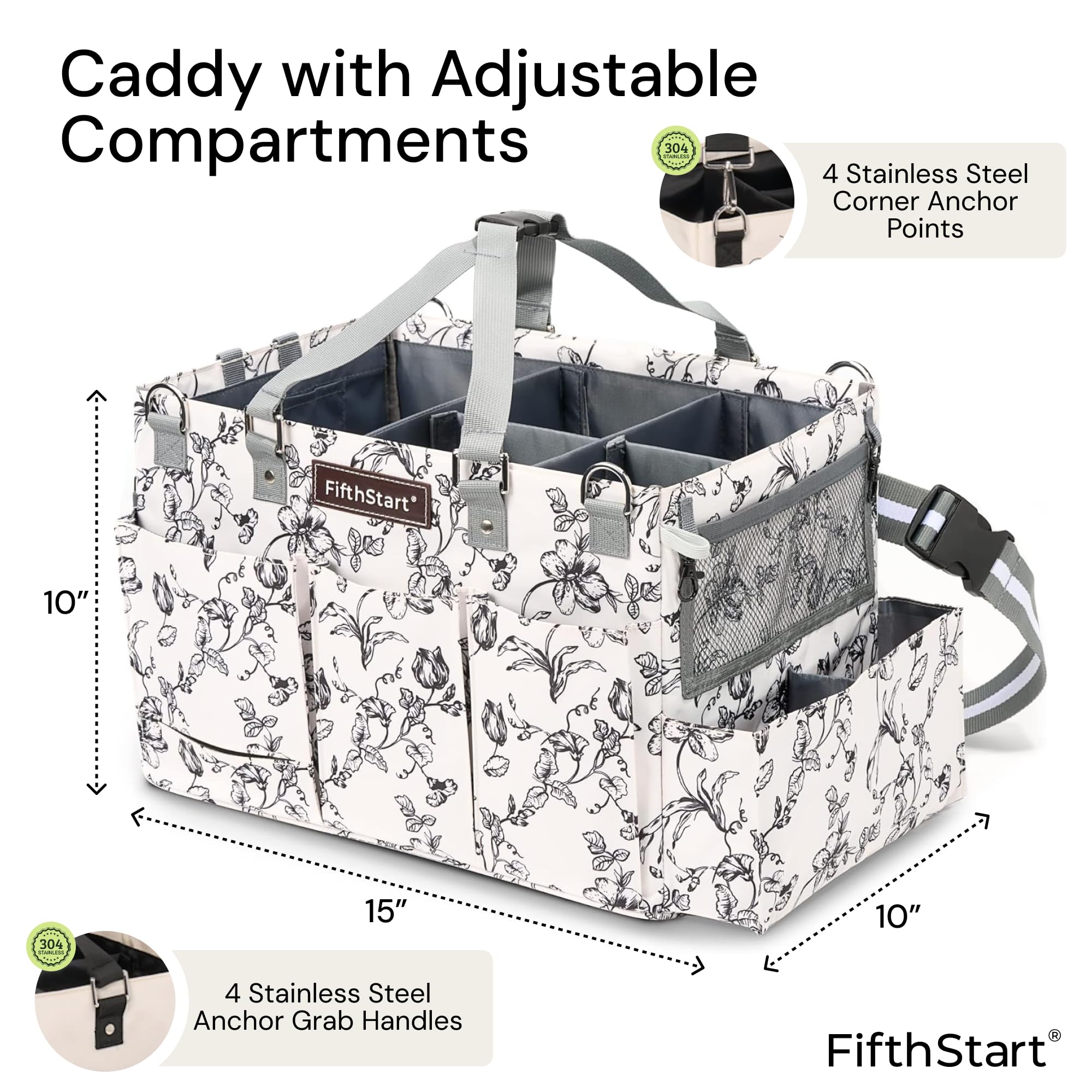 FifthStart Wearable Cleaning Caddy  A Cleaning Supplies Organizer With Shoulder Strap & Removable Waist Strap. Professional Cleaning Caddy Organizer With Handle: (Black  Small)