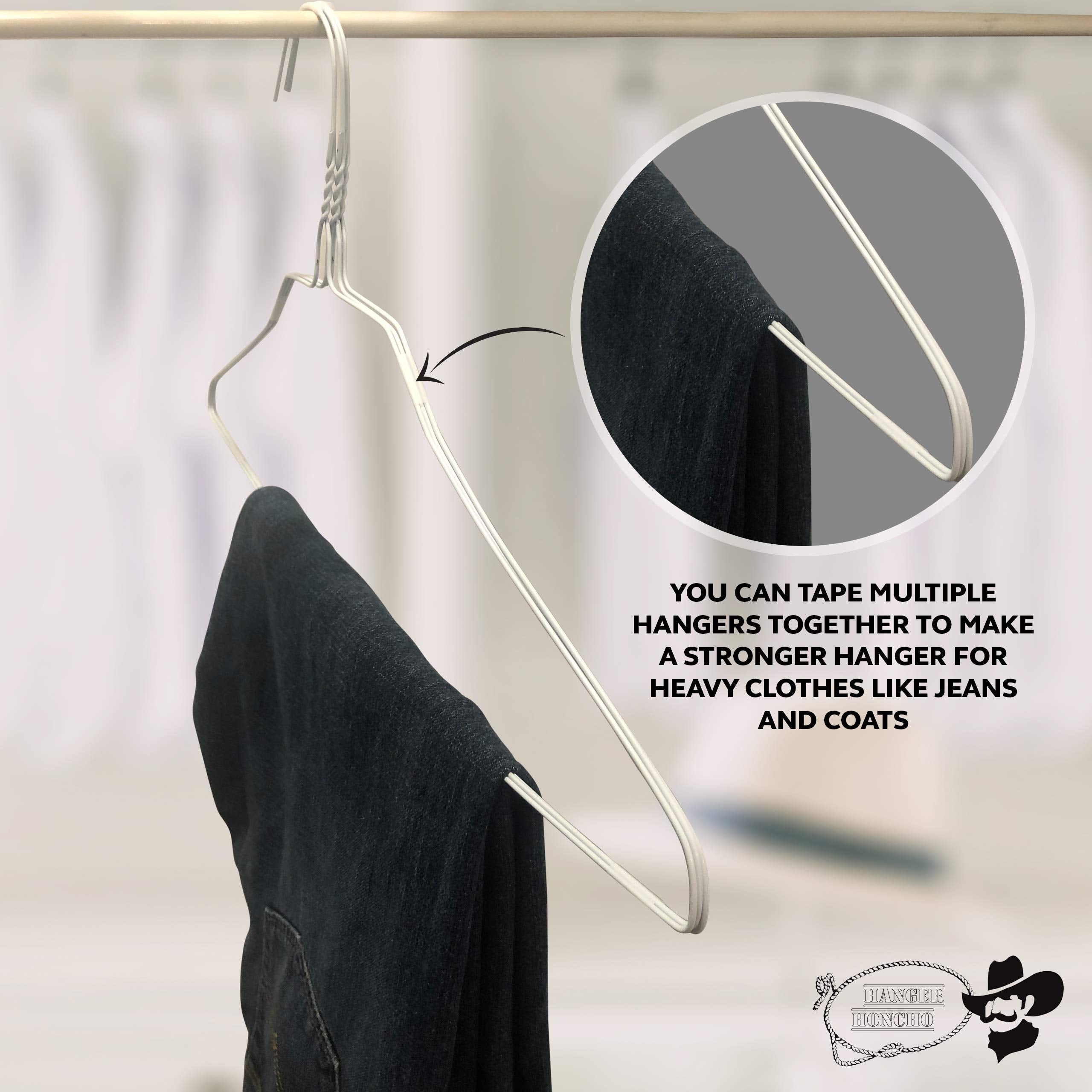 200 Wire Hangers - White Metal Hangers in Bulk - 18 Inch Thin Standard Dry Cleaner Coated Steel