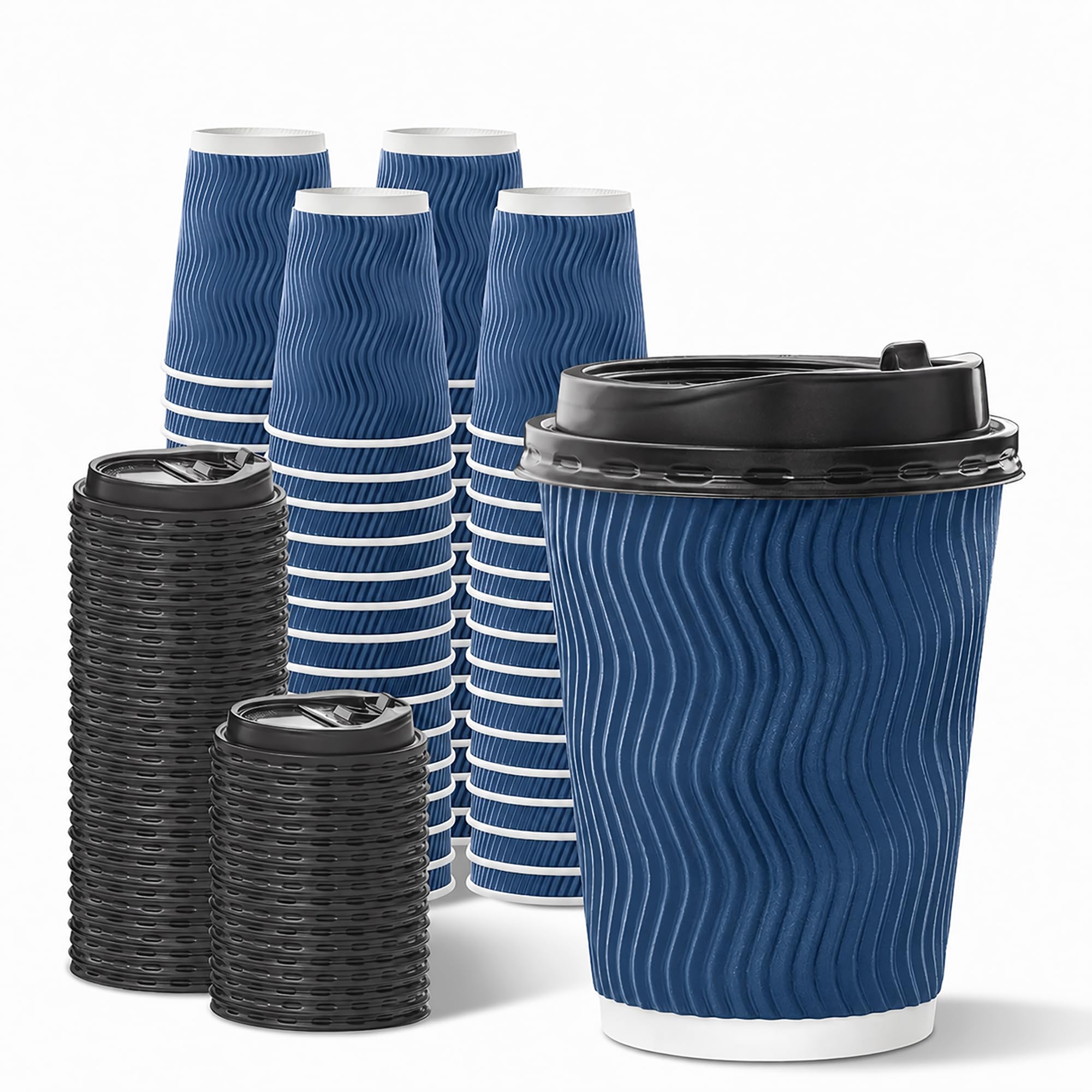 NUPANT 50 Pack 12oz Disposable Coffee Cups with Lids, To Go Paper Cups