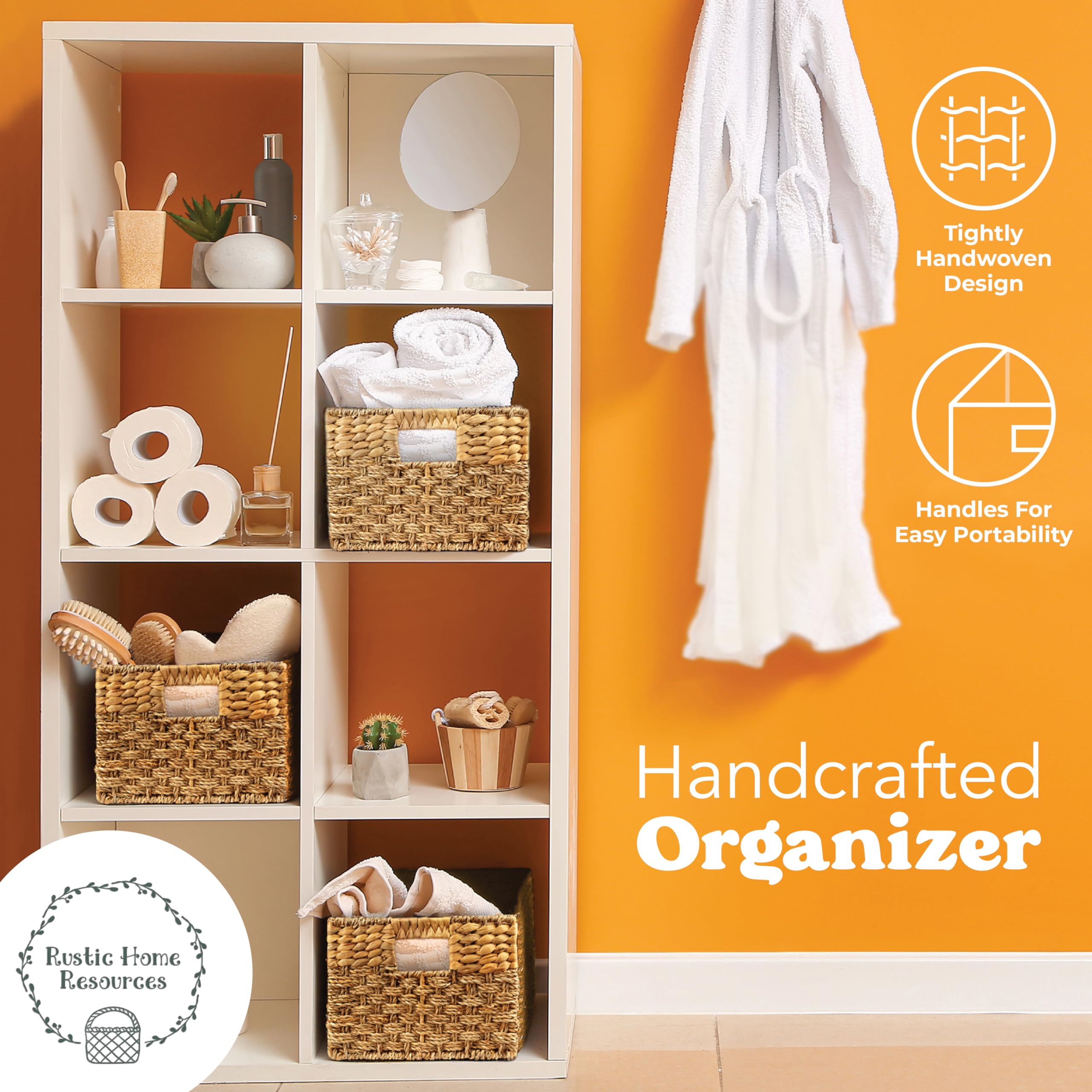 Wicker Storage Baskets - Rattan Baskets For Kitchen Organization, Wicker Storage Cubes & Shelf Baskets, Water Hyacinth Wicker La