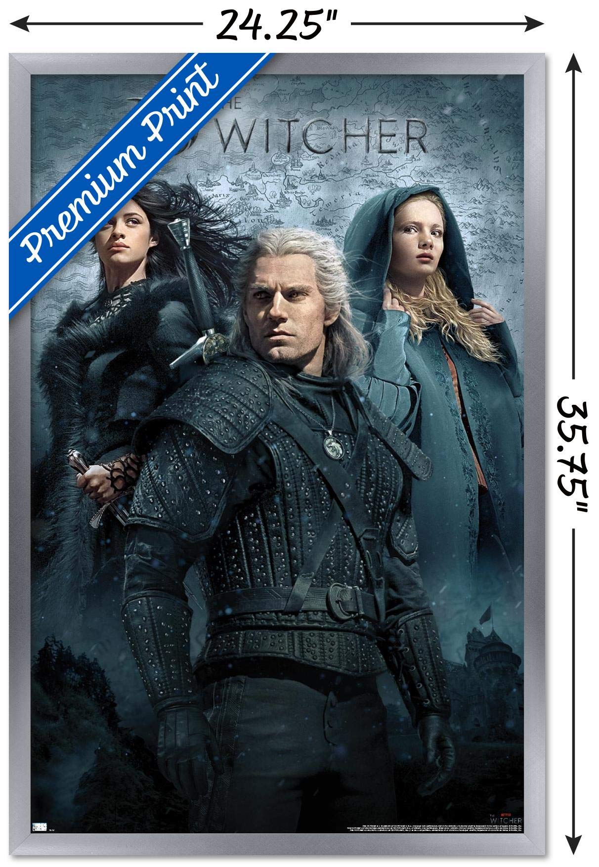 Trends International Netflix The Witcher - Key Art Wall Poster, 22.375'' X 34'', Silver Framed Version