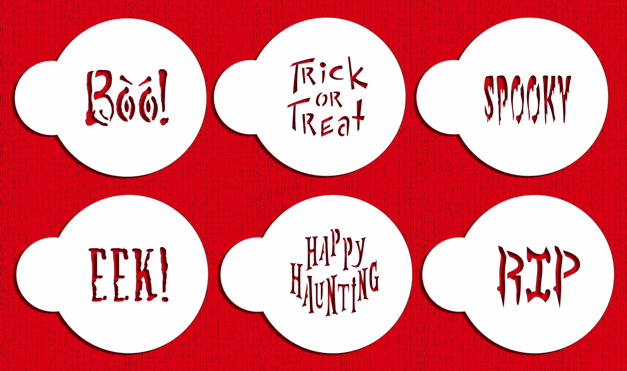 Designer Stencils Small Halloween Cookie Stencil Sayings, Beige/Semi-Transparent