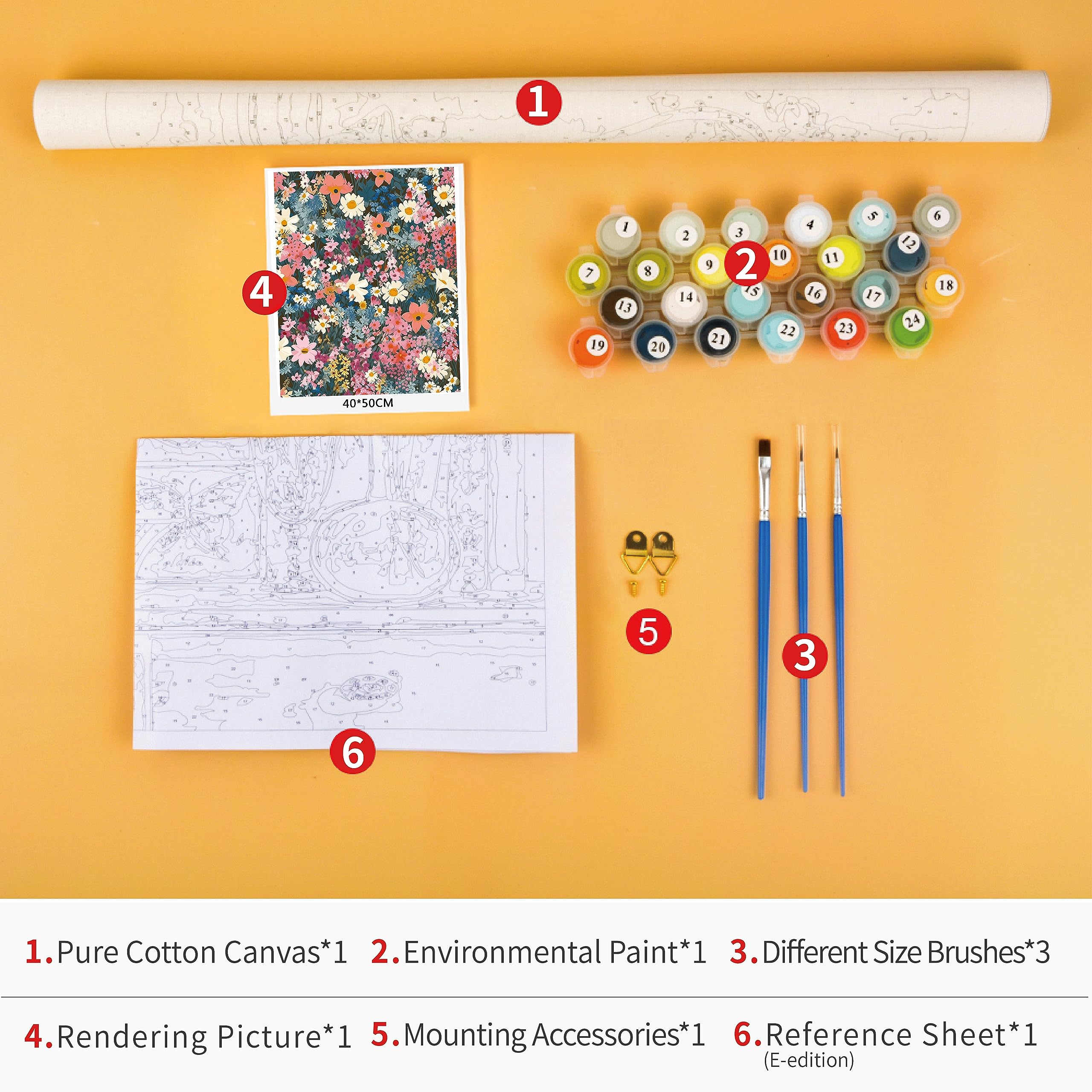 TUMOVO Abstract Paint by Number for Adults Flowers Adults' Paint-by-Number Kits Floral Acrylic Painting by Numbers with Brushes Paint Kits for Adults Kids Art Crafts for Home Walls 16''x20''(Frameless)