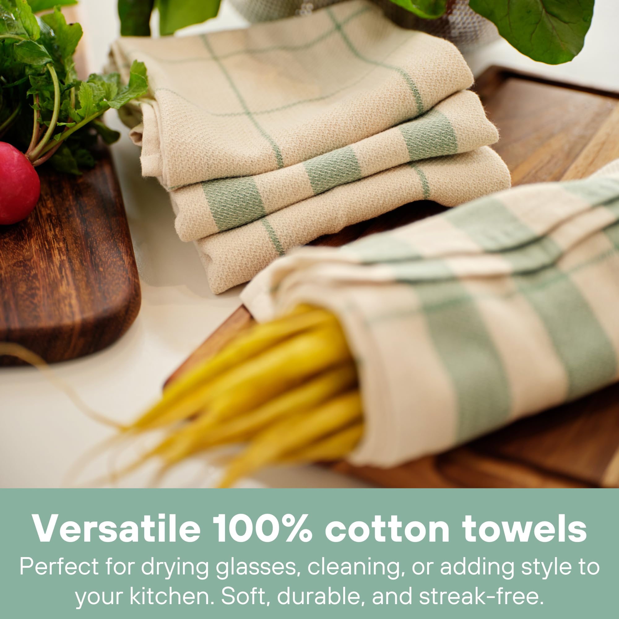 Meema Kitchen Towels Set Of 4 - Highly Absorbent Dish Towels For Kitchen Drying & Covering Doughs, Reusable Dish Rags, Ecofriend