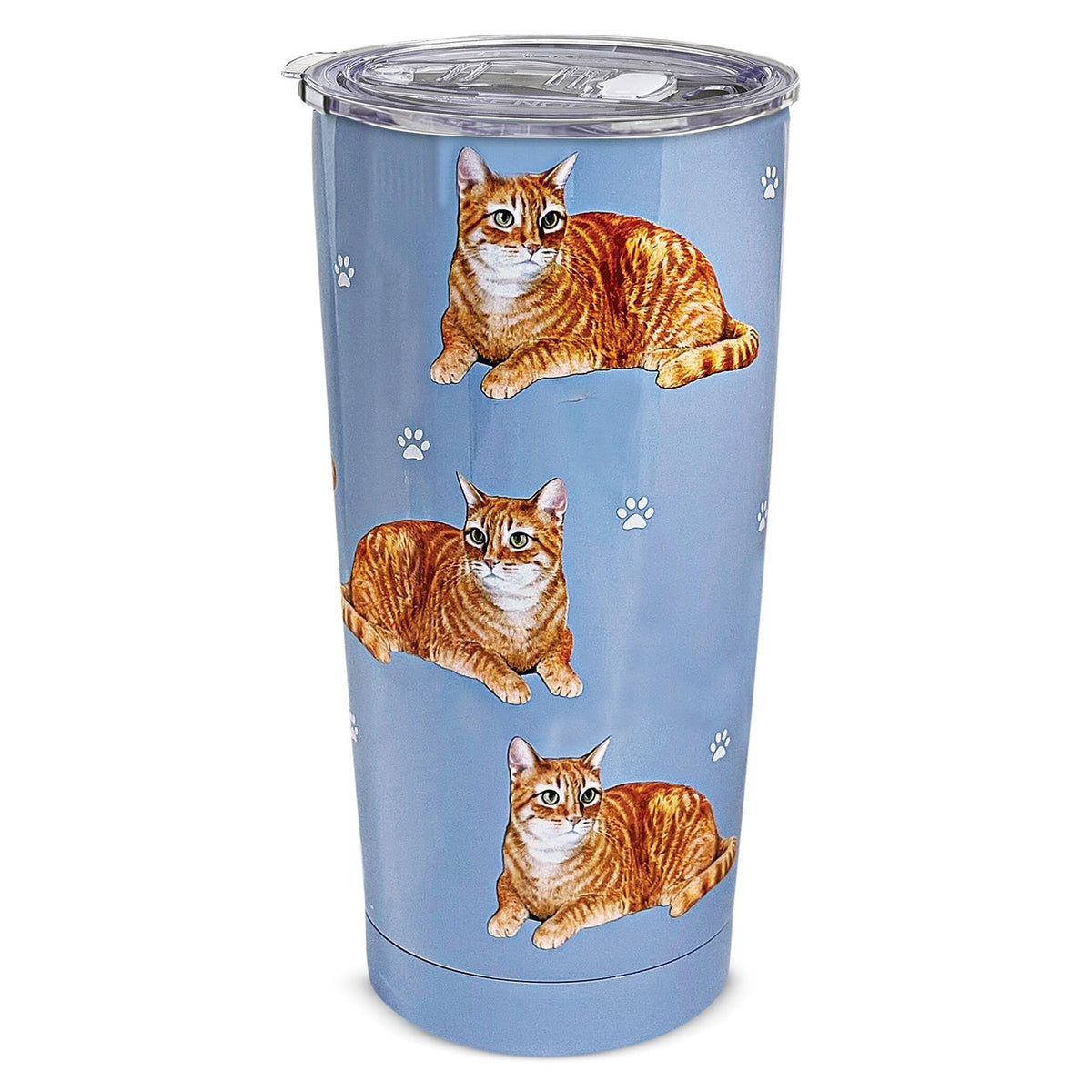E&S Imports, Inc Orange Tabby Tumbler Serengeti 16 Oz. Stainless Steel, Vacuum Insulated Tumbler With Spill Proof Lid - 3D Print