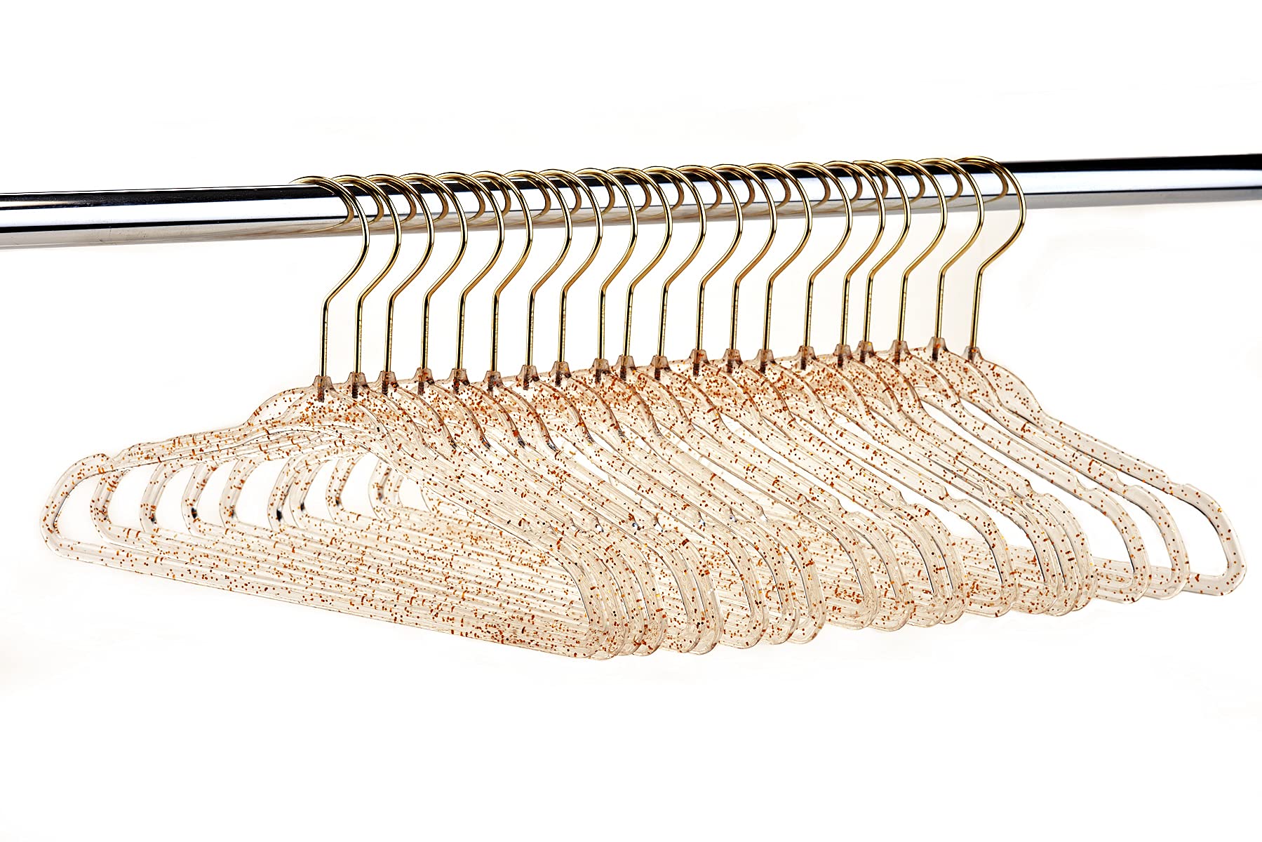 Concepts 20 Pack Premium Heavy Duty Gold Glitter Acrylic Kids Hangers, Elegant For Baby Nursery Space-Saving Non-Slip Clothes Ha
