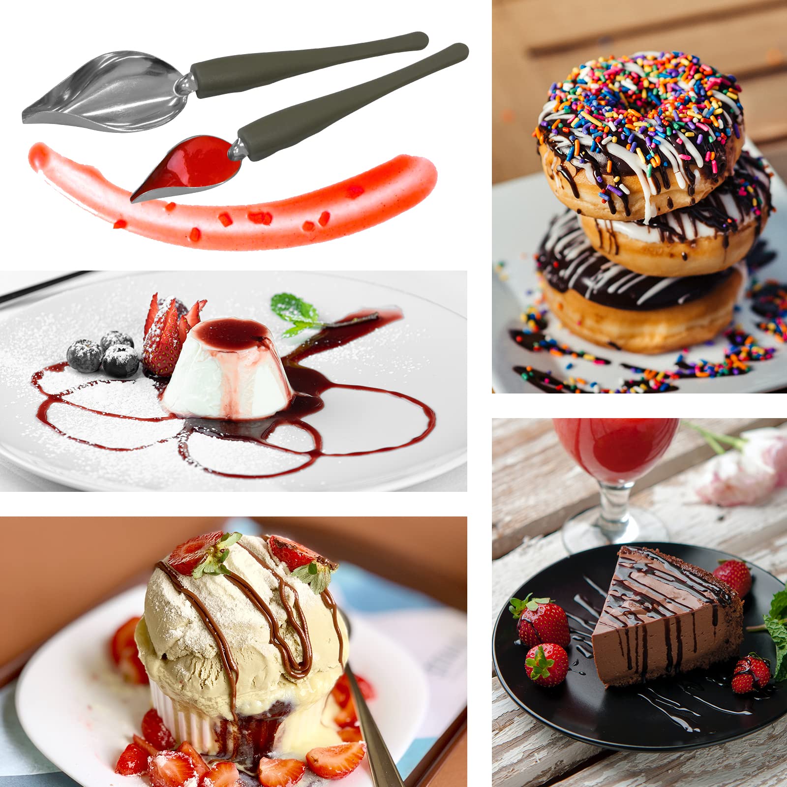 Daily Treasures 7Pcs Diy Decorating Tool Set, 3Pcs Chocolate Dipping Fork Spoons & 2Pcs Culinary Drawing Decorating Spoon With 1
