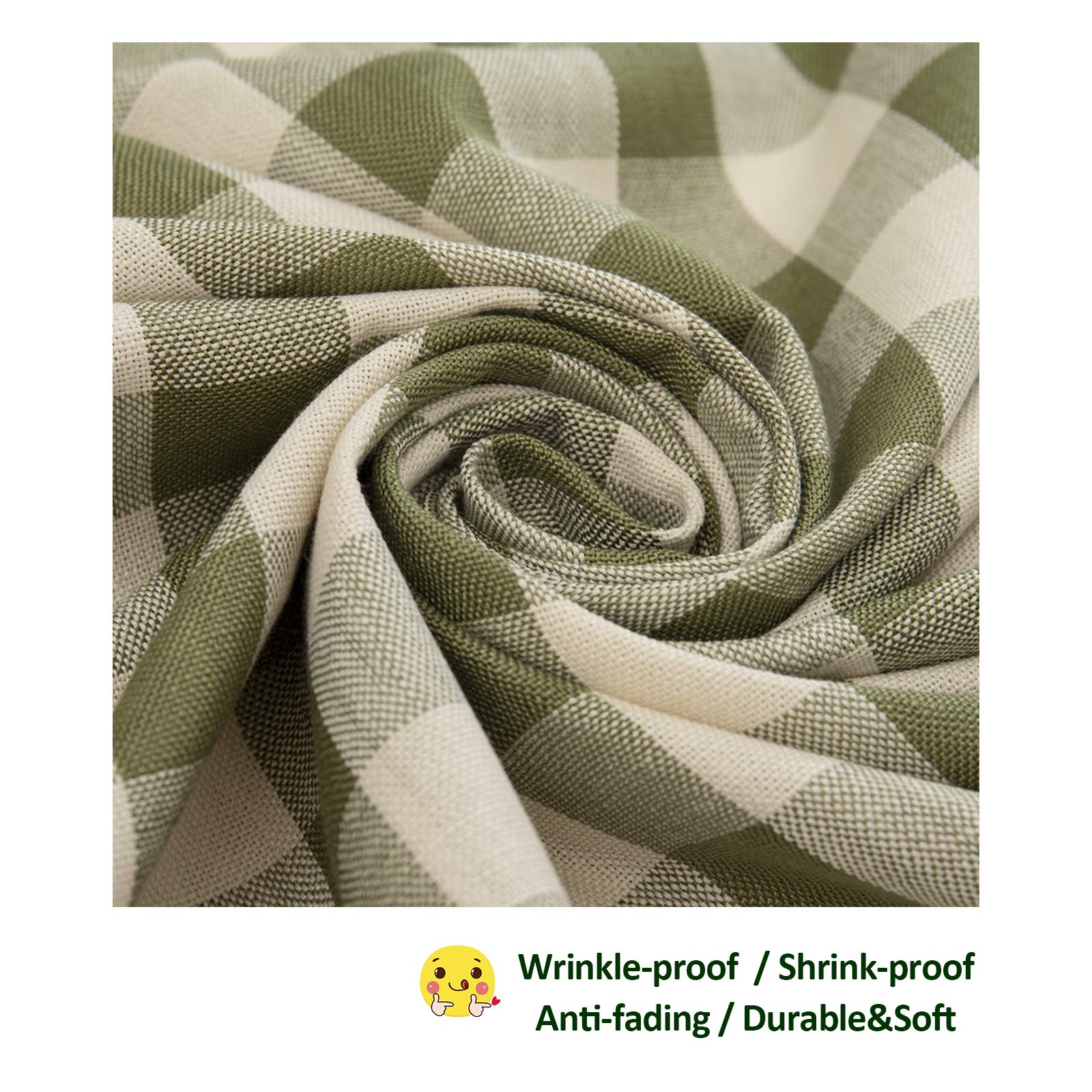 Midsummer Breeze Checkered Tablecloth Rectangle  Heavy Weight Wrinkle Free Cotton Linen Table Cloth Plaid Table Cover for Spring Summer Picnic Kitchen Dinner Restaurant Outdoor Party(55x84