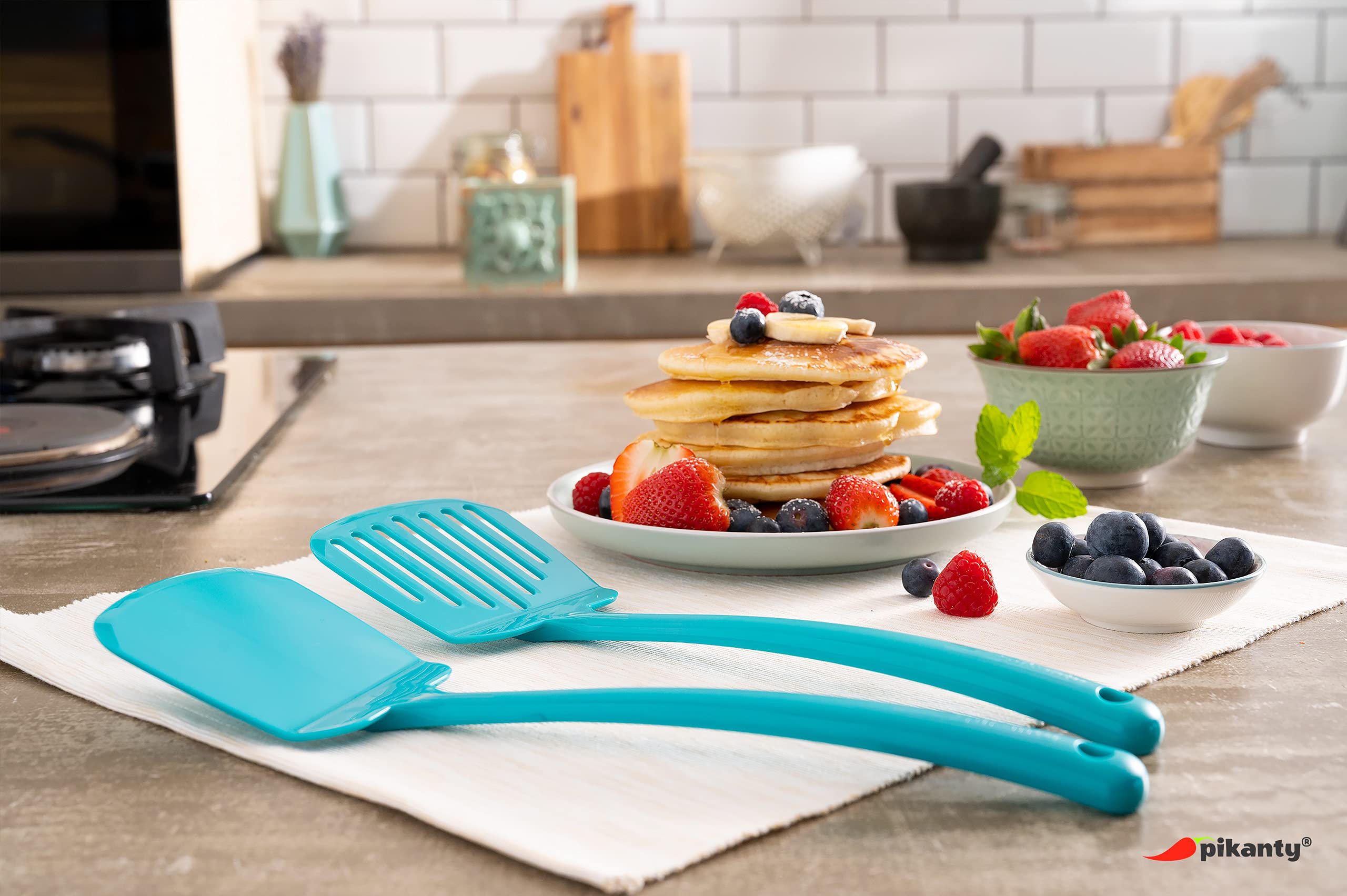 Pikanty - Spatula Turner Set Of 2 For Cooking. Great For Nonstick Cookware. Ideal For Flipping Egg, Burger, Pancake And More. Ma