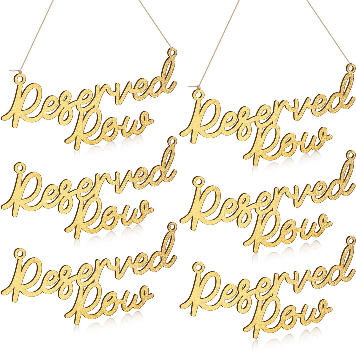 Yulejo 6 Pieces Wooden Reserved Row Signs for Wedding Chairs Wood Hang ...