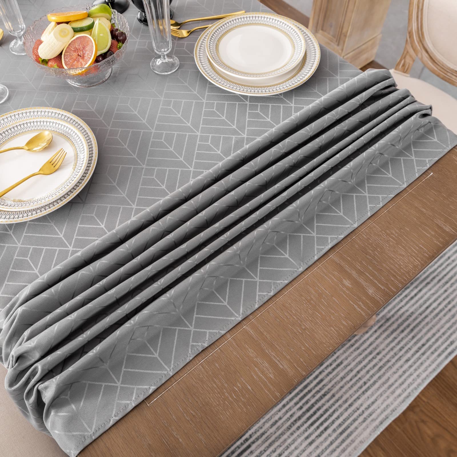 Efficinature Square Tablecloth 54X54 Inch Table Cloth Geometry Pattern Silky Soft Waterproof Wrinkle Resistant Washable Table Co