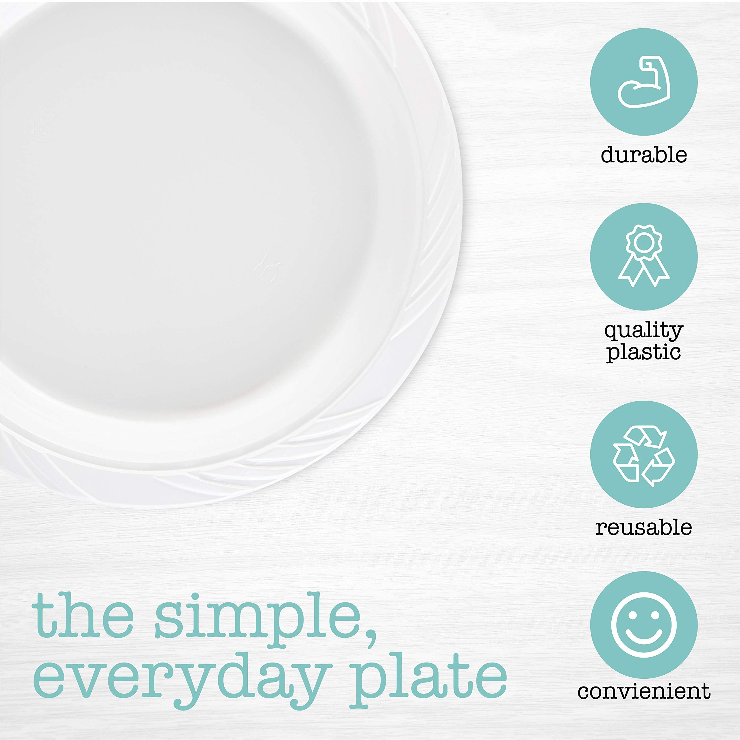 Plasticpro 200 Count Disposable 9 Inch White Plastic Dinner Plates Large