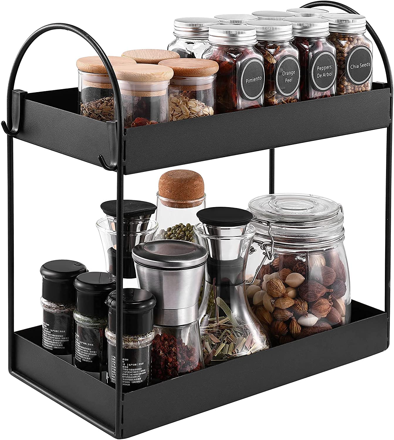 Shiok Decor Alloy Steel Coated 2 Tier Countertop Decorative Vanity Tray Cosmetic Makeup Storage/Kitchen Spice Organizer Standing
