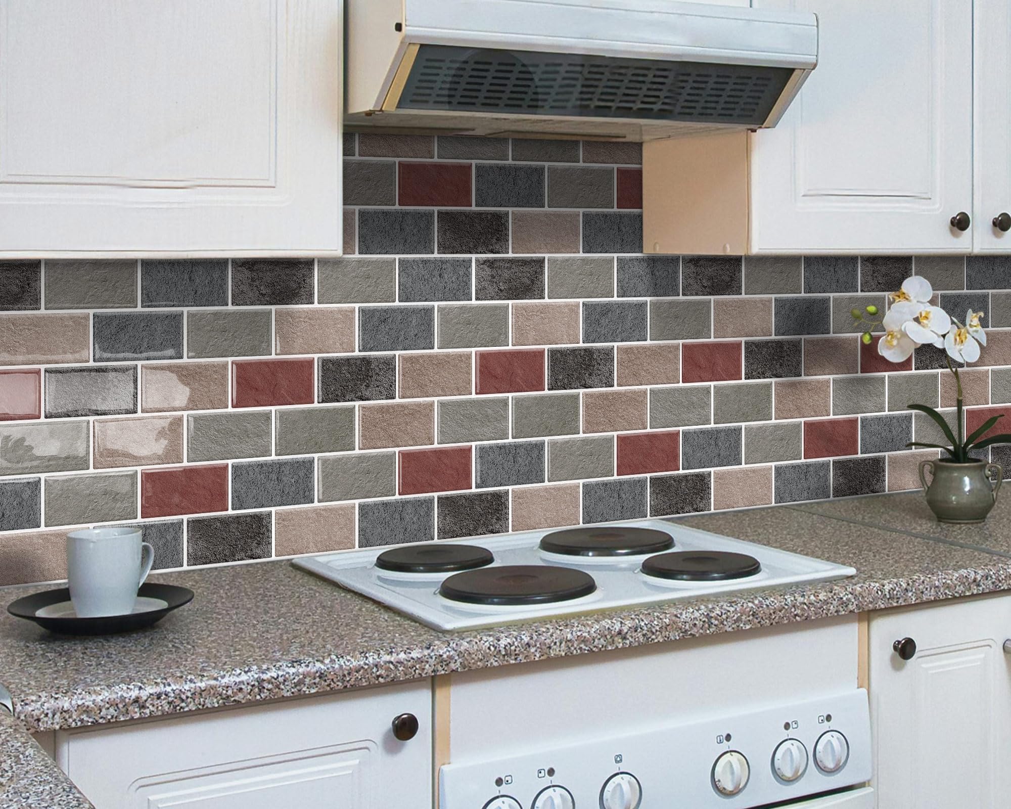 Dewoo Peel And Stick Tile Backsplash 3D Subway Brick Effect For Kitchen Wall Tiles10-Sheet(12''X 12'')