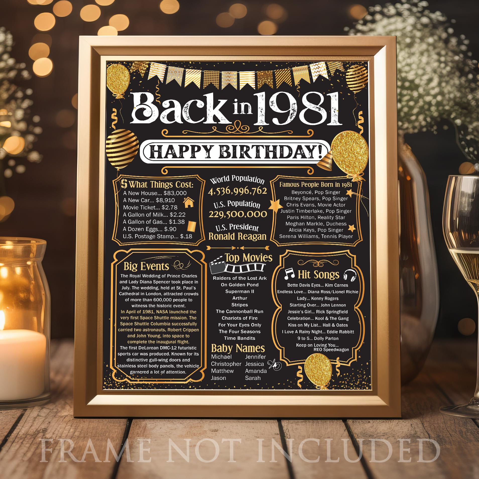 44th Birthday Party Decorations for 44th Birthday (Forty-four) - Remembering The Year 1981 - Party Supplies - Gifts for Men and