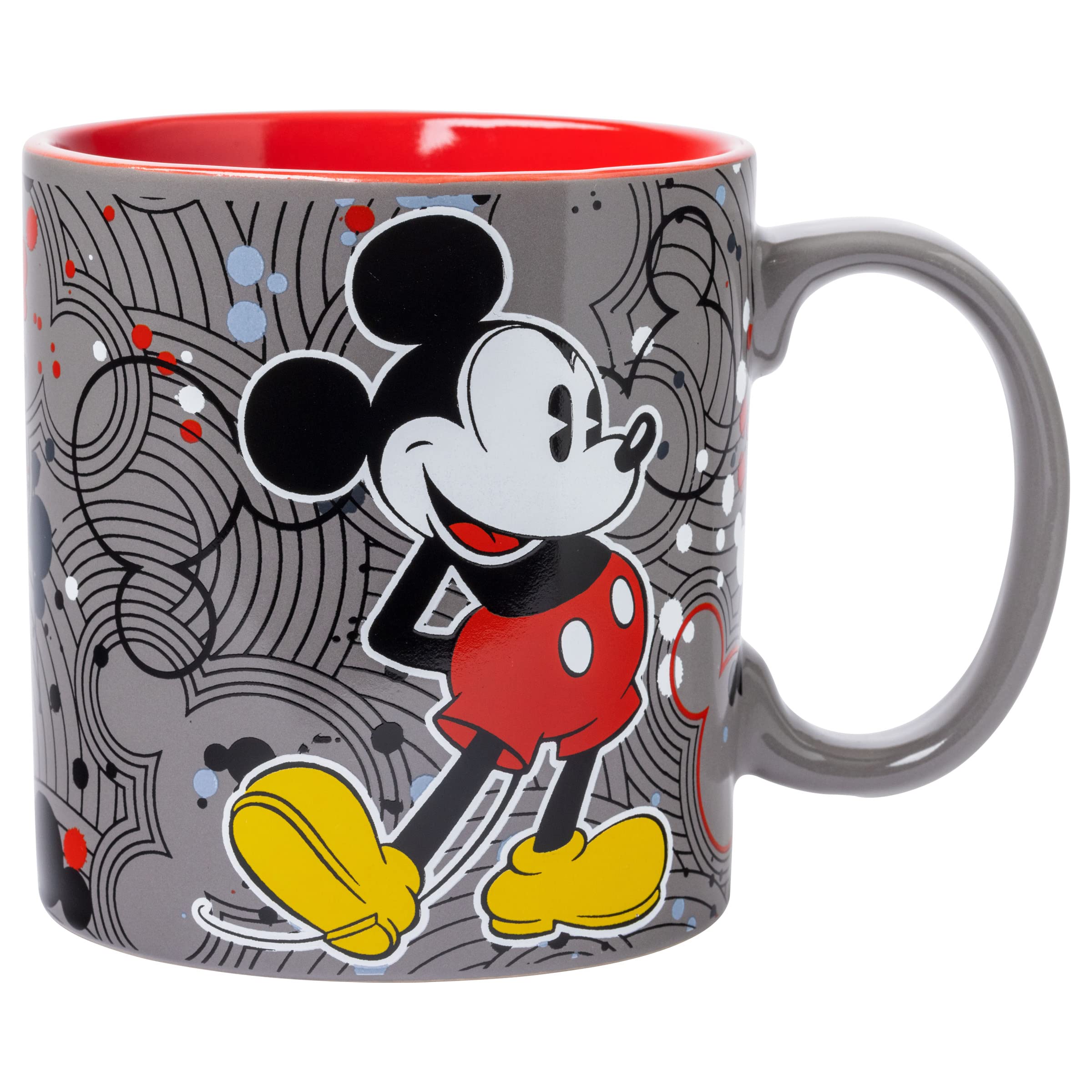 Silver Buffalo Mickey Circle Logos Pattern Ceramic Coffee Mug, 20-Ounces